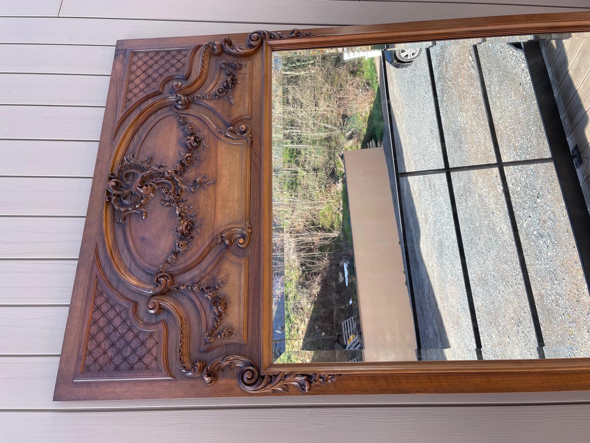 20th Century French Louis XV Walnut Style Large Mirror, 1900s 4