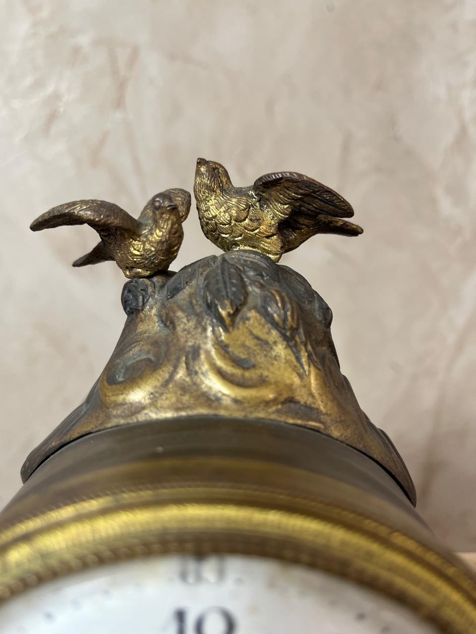 20th century French Louis XVI Marble and Gilded Bronze Mantel Clock, 1940s For Sale 13