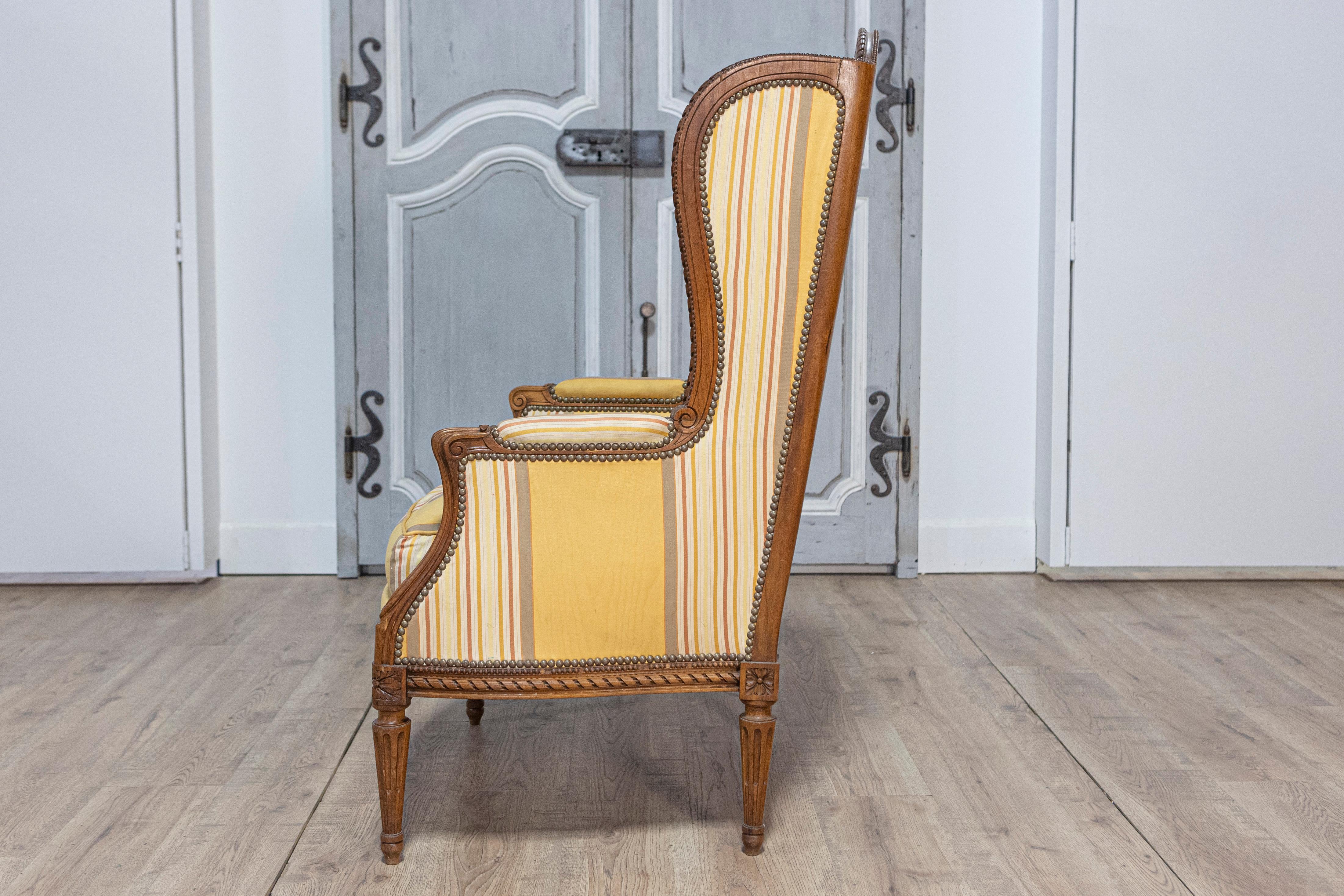 Upholstery 20th Century French Louis XVI Style Bergere For Sale