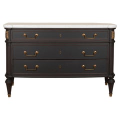 20th Century French Louis XVI Style Bow Fronted Painted Commode