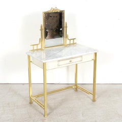 20th Century French Louis XVI Style Brass Maison Jansen Vanity with Marble Top
