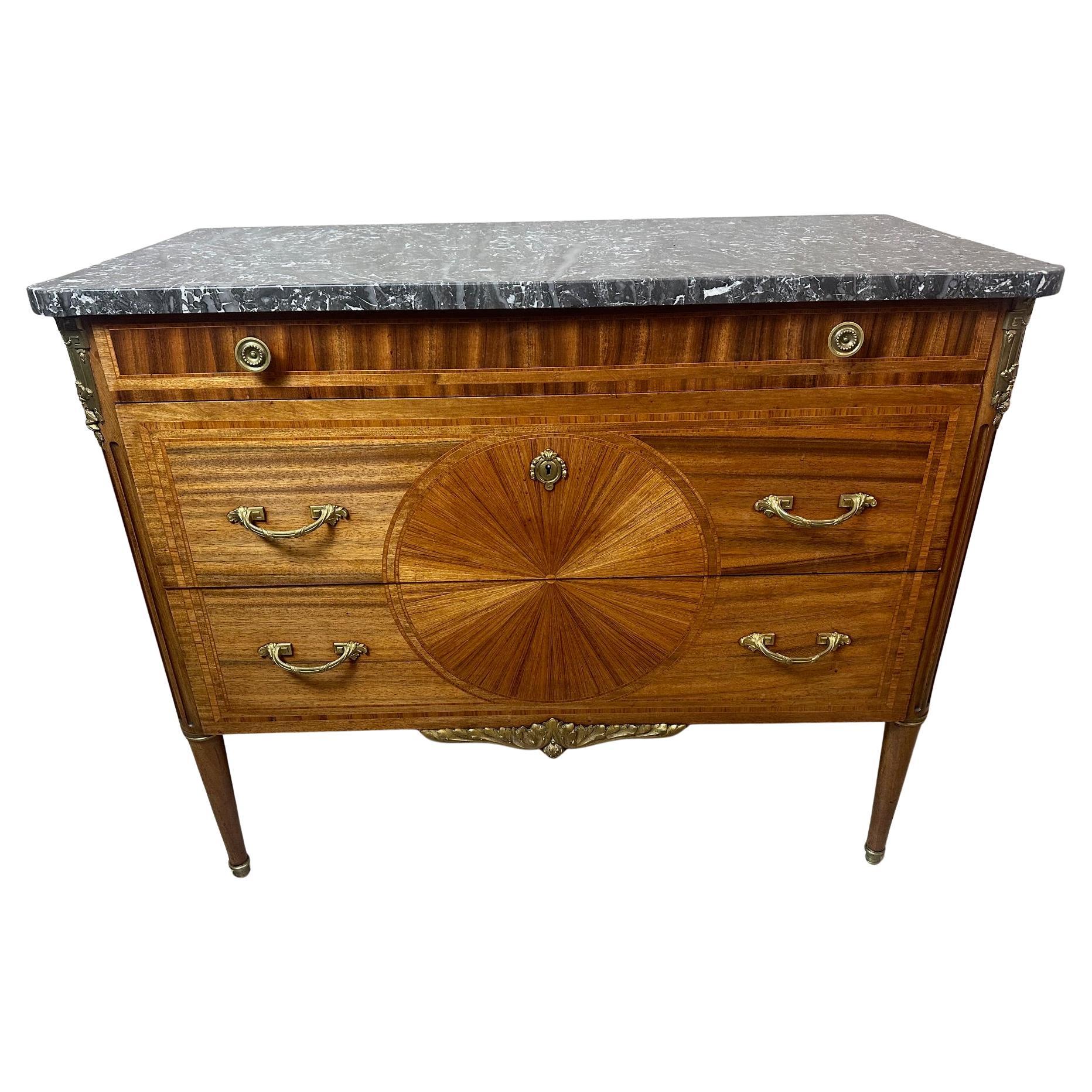 20th century French Louis XVI Style Bronze and Marble Chests of drawer For Sale