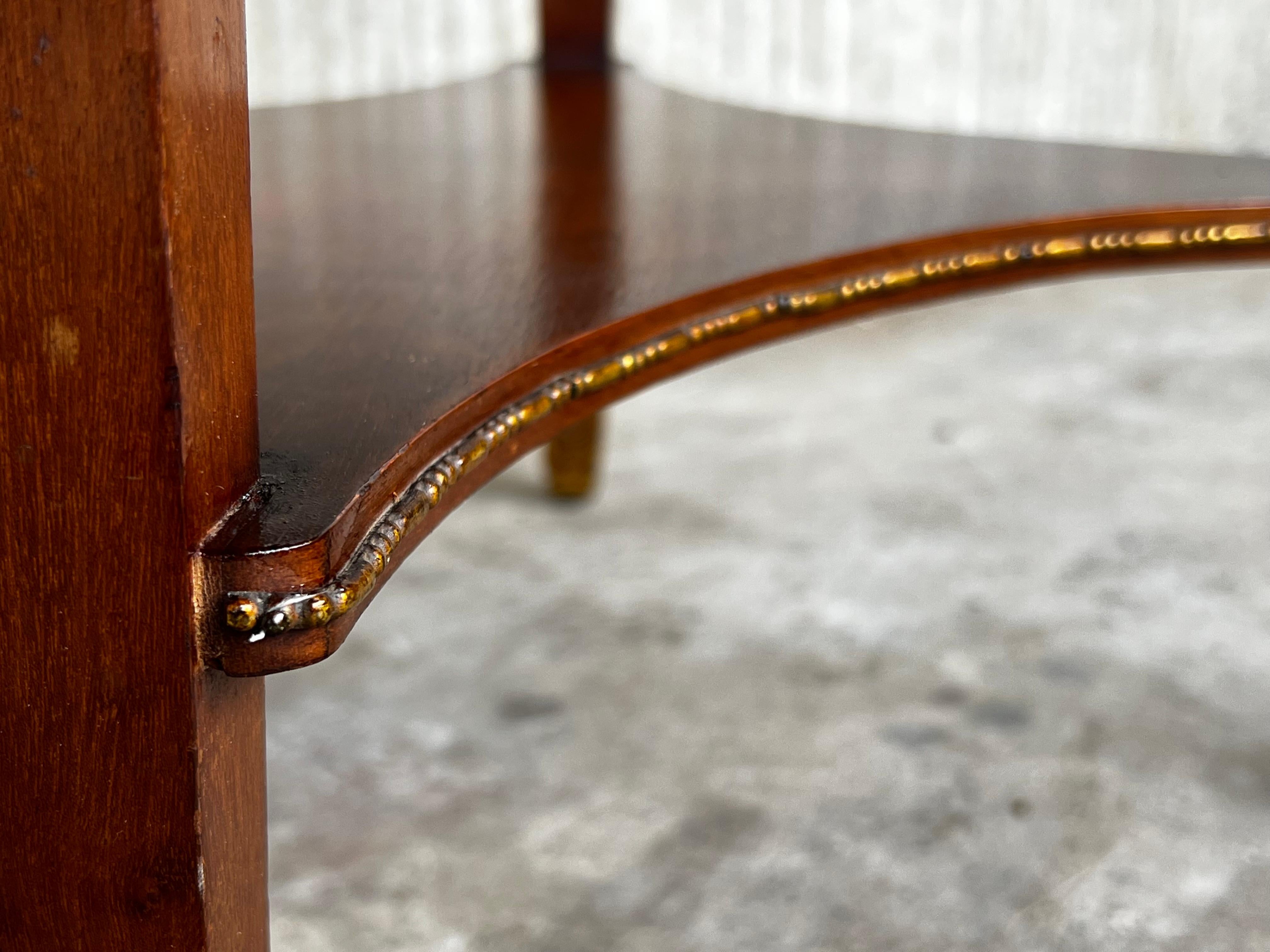 20th Century French Louis XVI Style Bronze, Round Marble & Oak Side Table For Sale 8