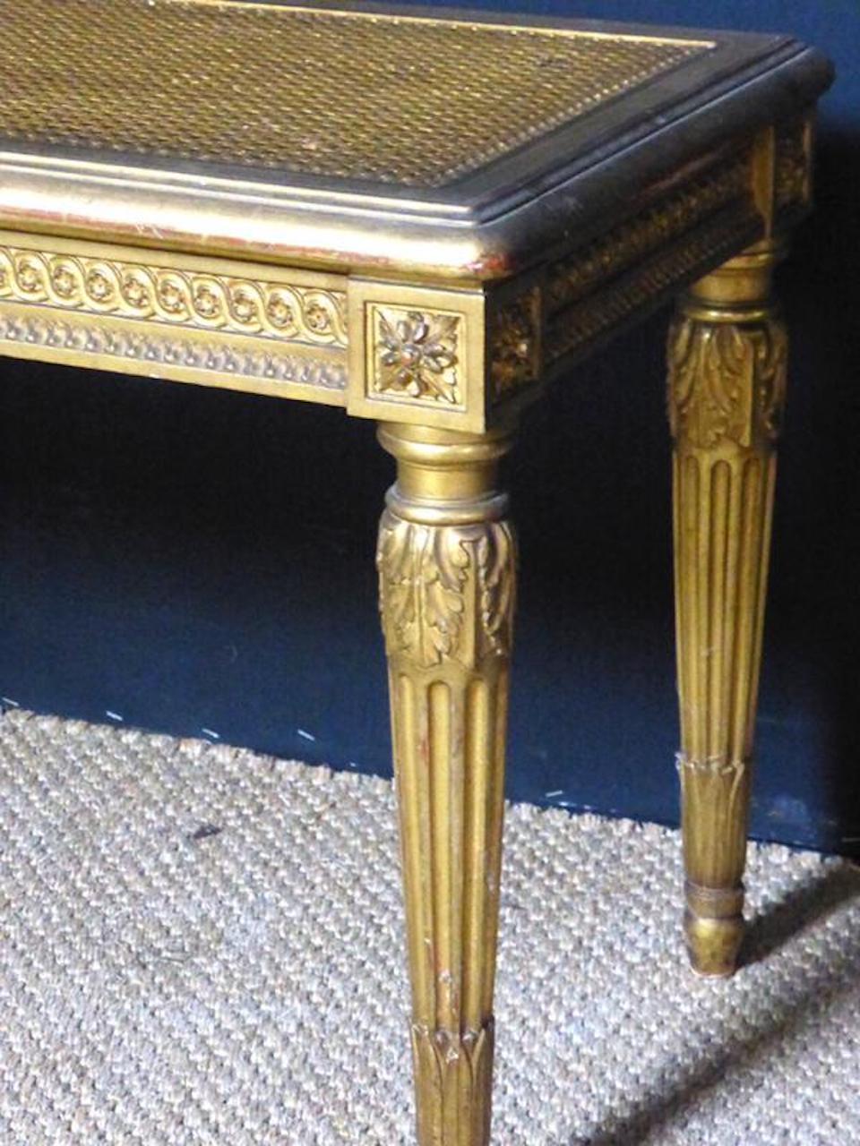 20th Century French Louis XVI Style Caned Bench 1