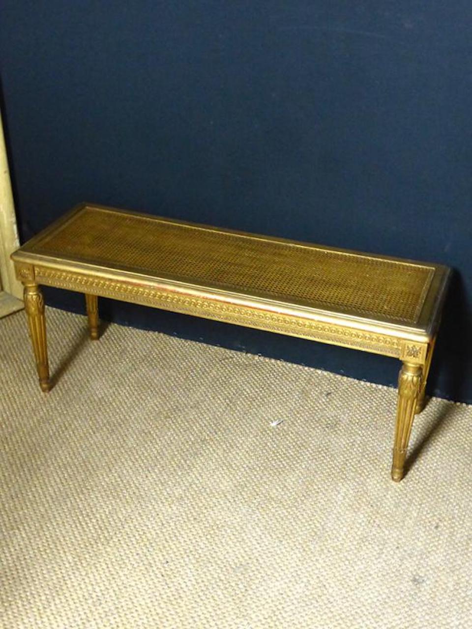 20th Century French Louis XVI Style Caned Bench 2