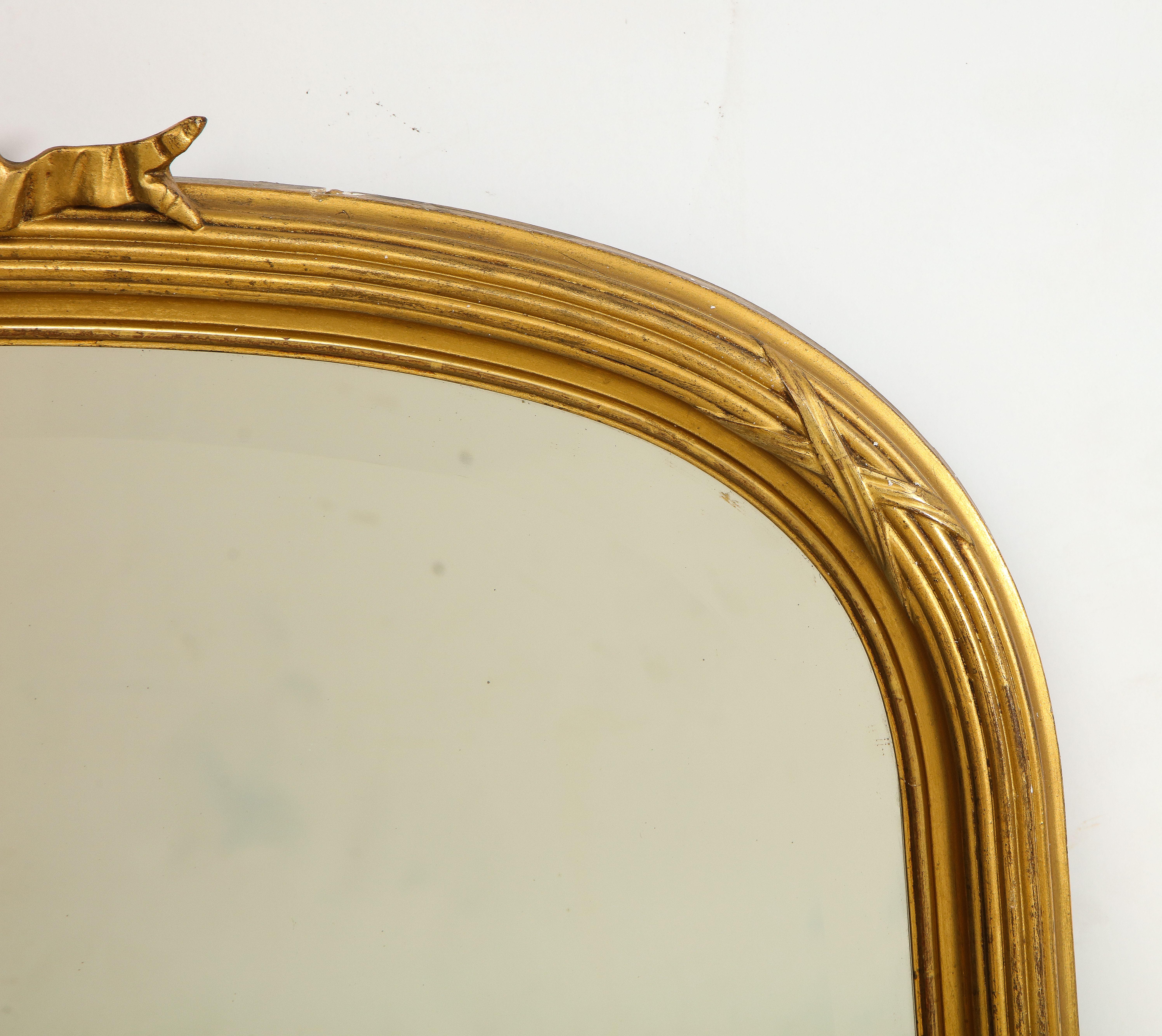 20th Century French Louis XVI Style Gilt and Gesso Over-Mantel Mirror 1