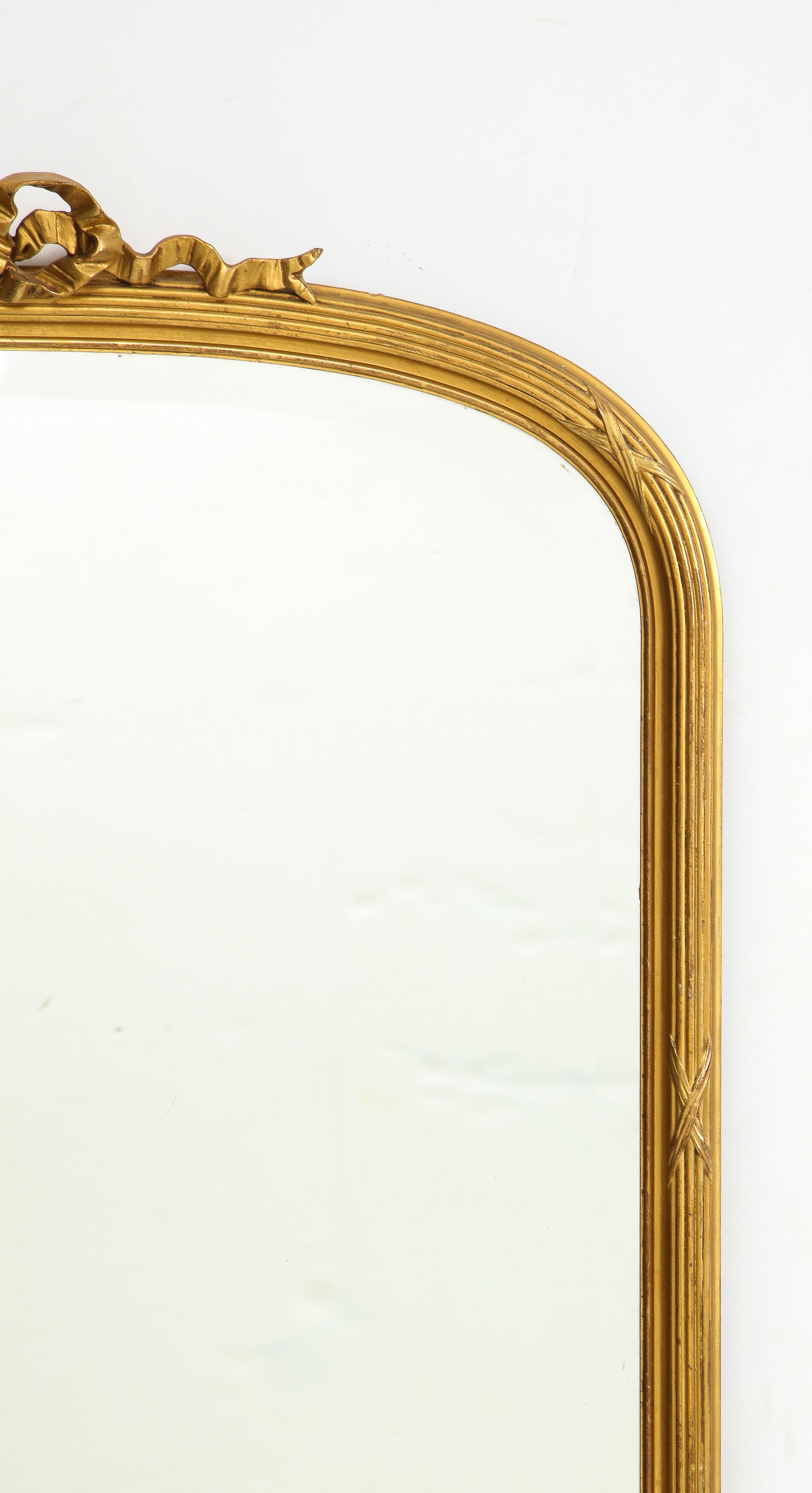20th Century French Louis XVI Style Gilt and Gesso Over-Mantel Mirror 2