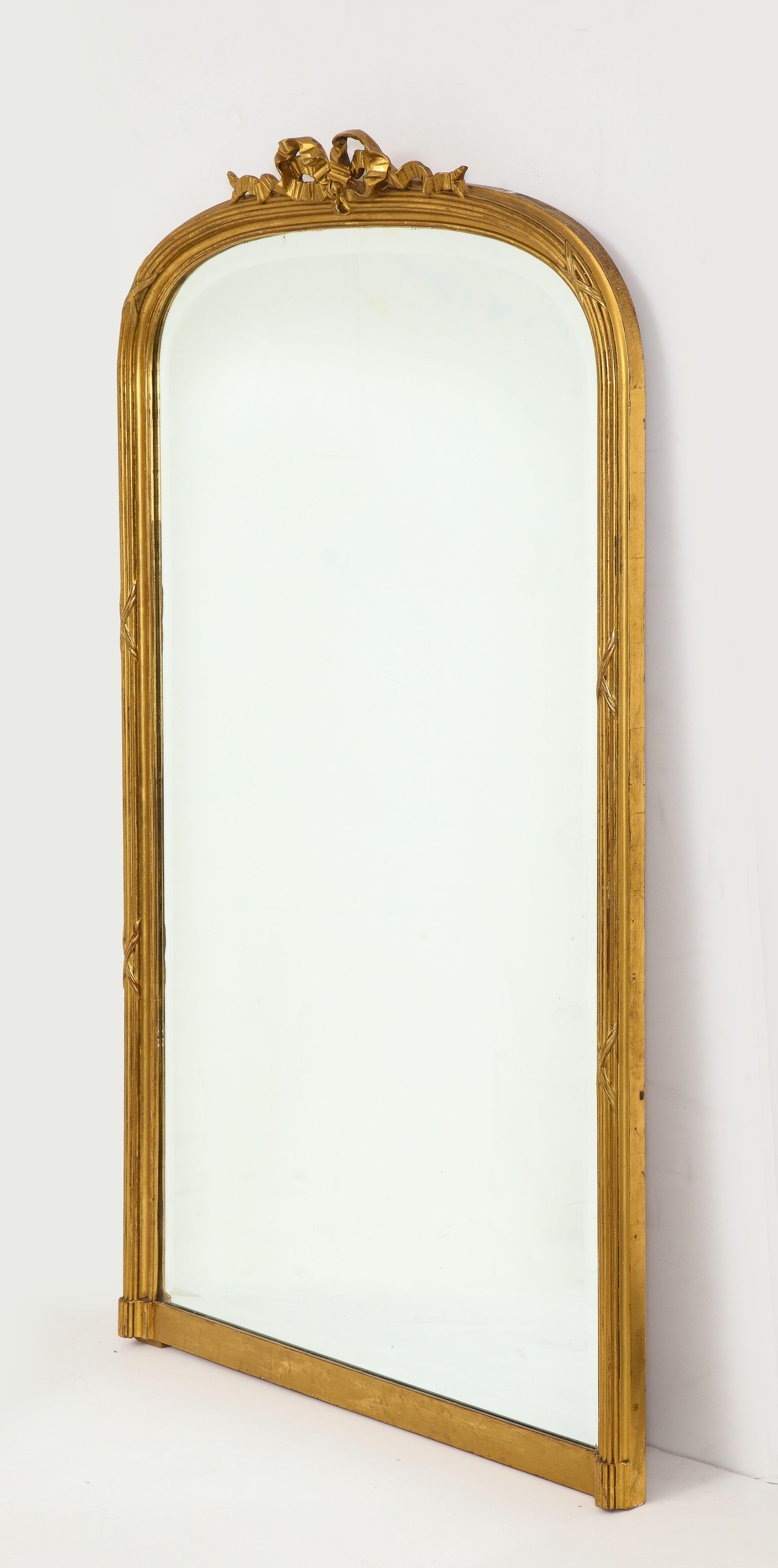 20th Century French Louis XVI Style Gilt and Gesso Over-Mantel Mirror 3
