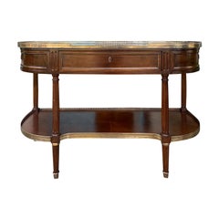 20th Century French Louis XVI Style Mahogany Marble Top Console Dessert
