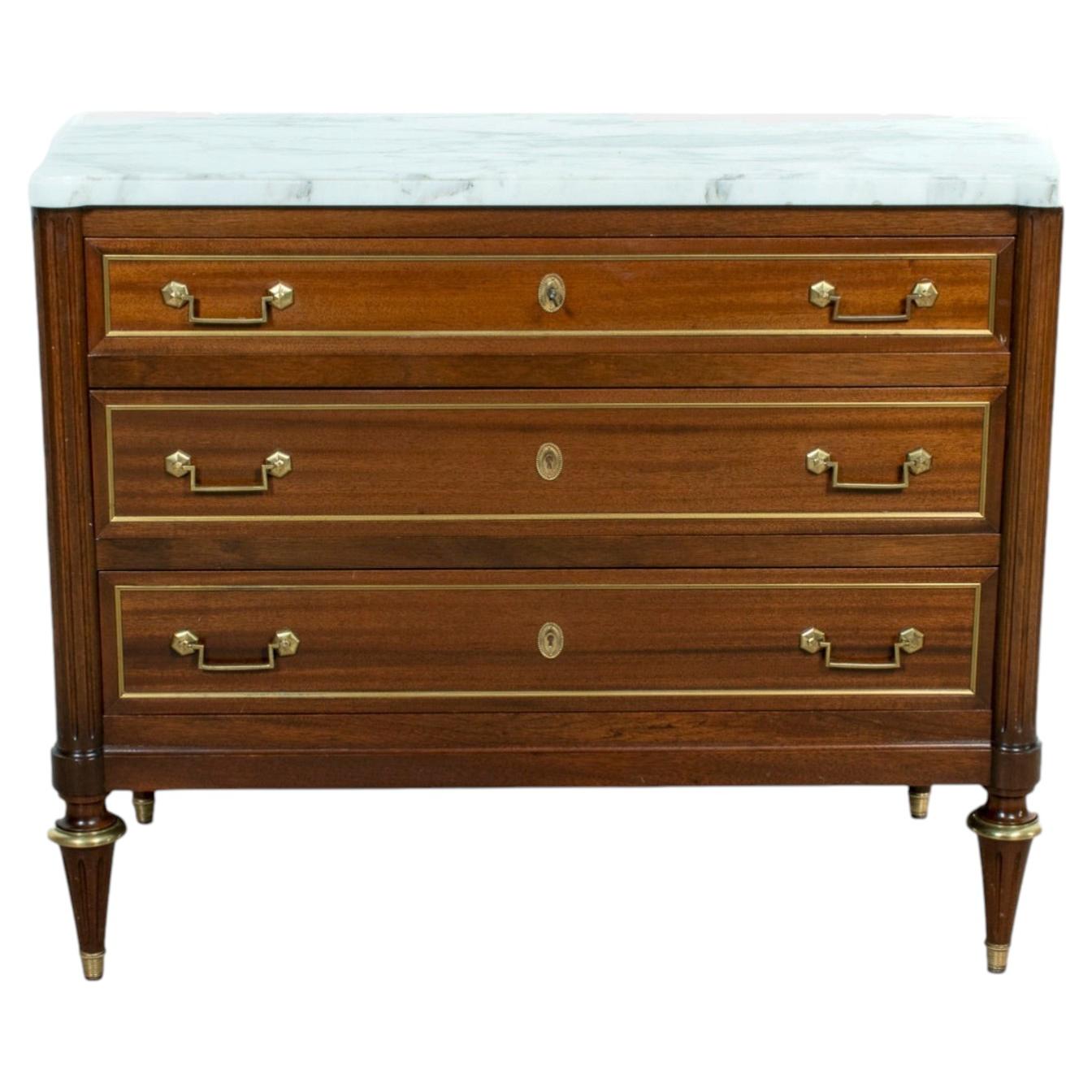 20th Century French Louis XVI Style Maison Jansen Three-Drawer Mahogany Commode