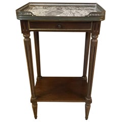 20th Century French Louis XVI Style Marble and Walnut Bedside Table, 1900s