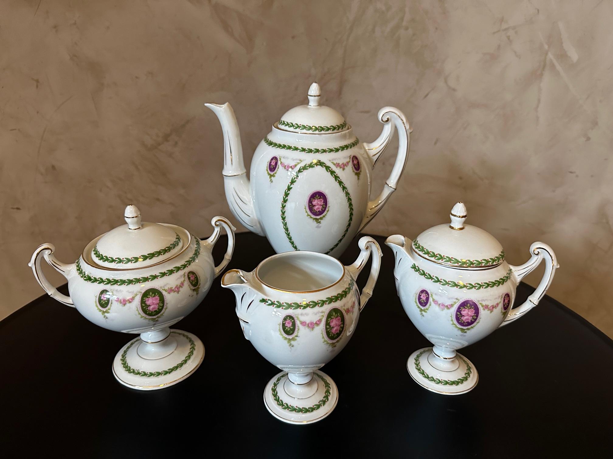 20th century French Louis XVI style Porcelain Coffee Service  For Sale 6