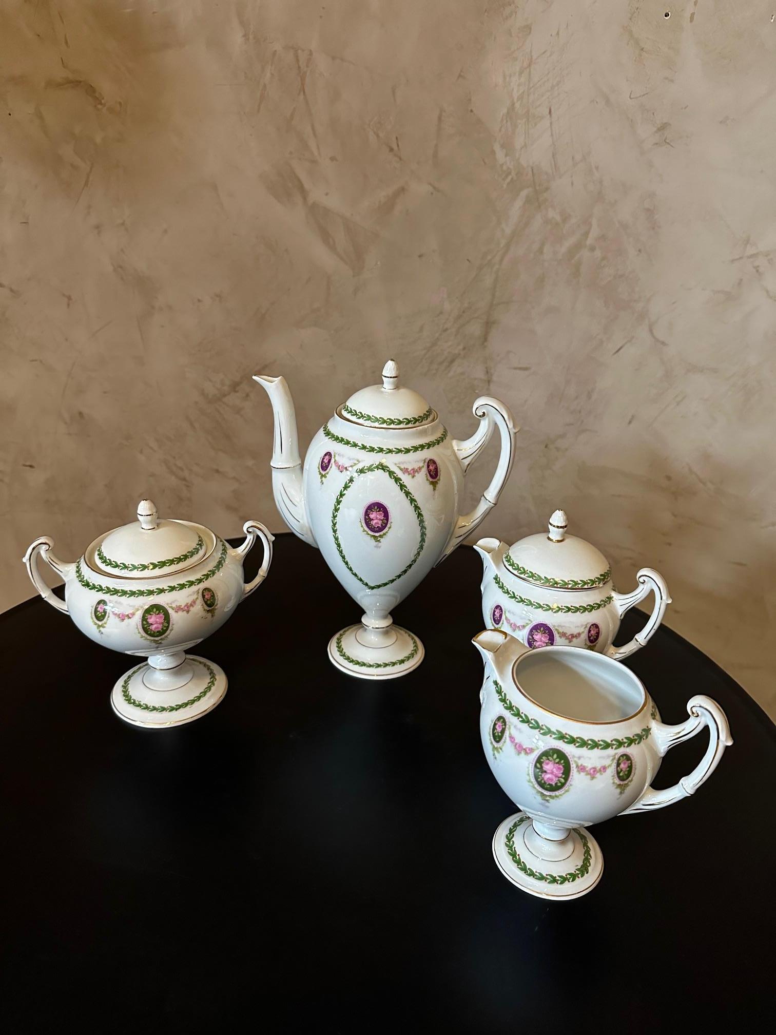 20th century French Louis XVI style Porcelain Coffee Service  For Sale 7