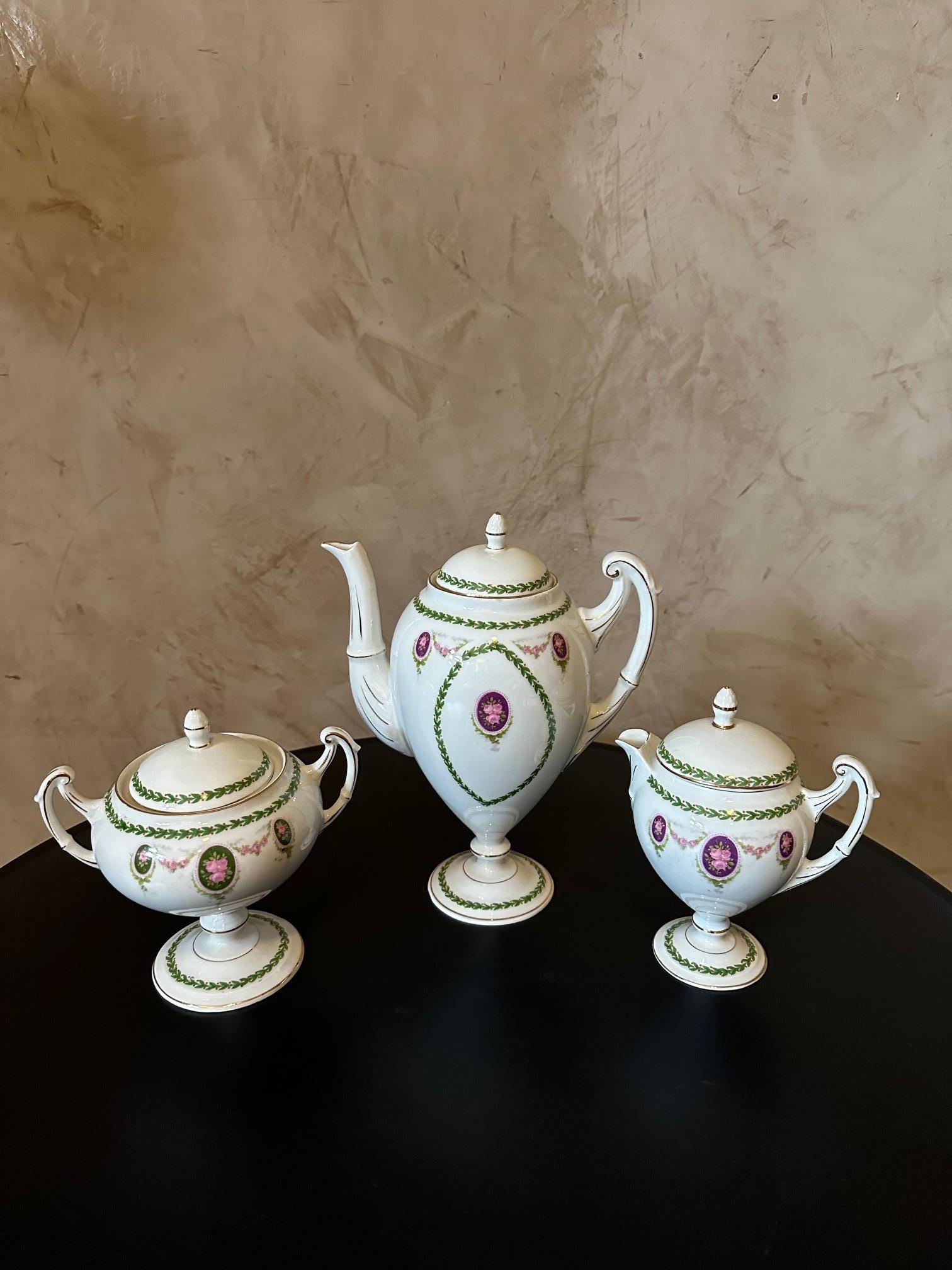 20th century French Louis XVI style Porcelain Coffee Service  For Sale 8