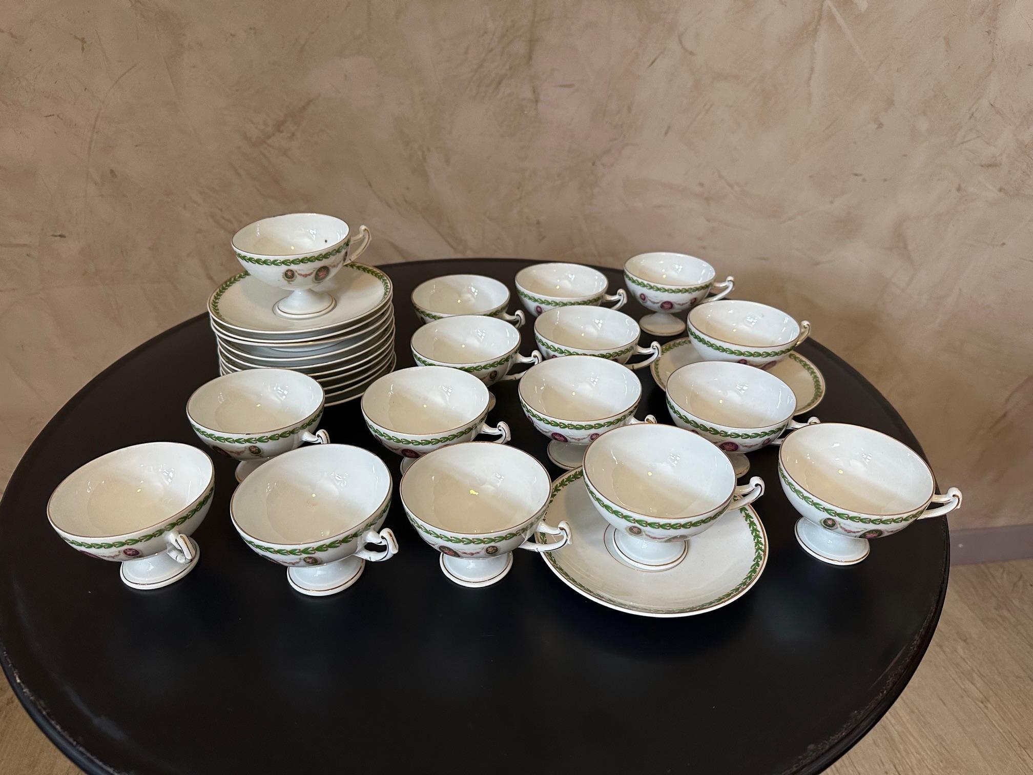 20th century French Louis XVI style Porcelain Coffee Service  For Sale 5