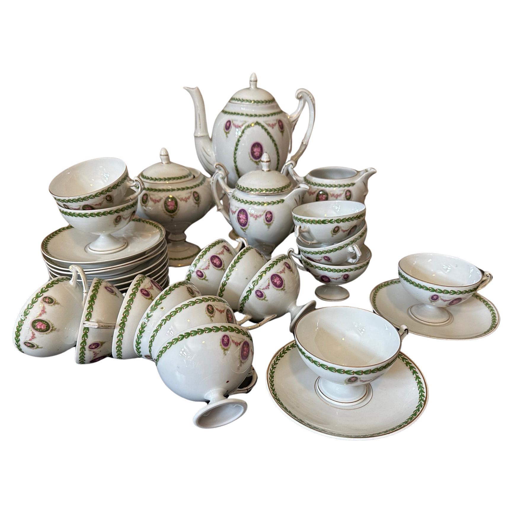 20th century French Louis XVI style Porcelain Coffee Service  For Sale