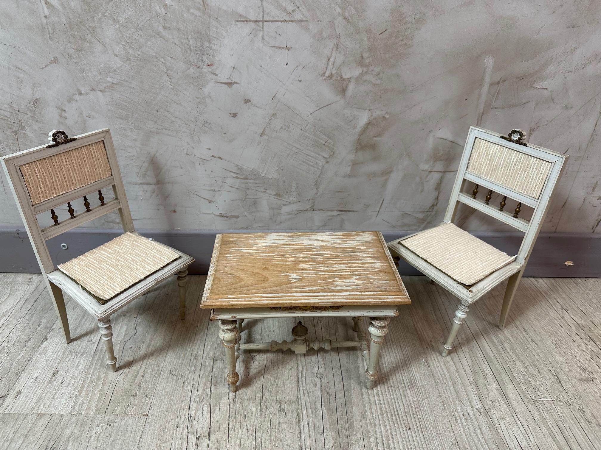 20th century French Louis XVI style Set of Wooden Doll Furniture, 1930s For Sale 6