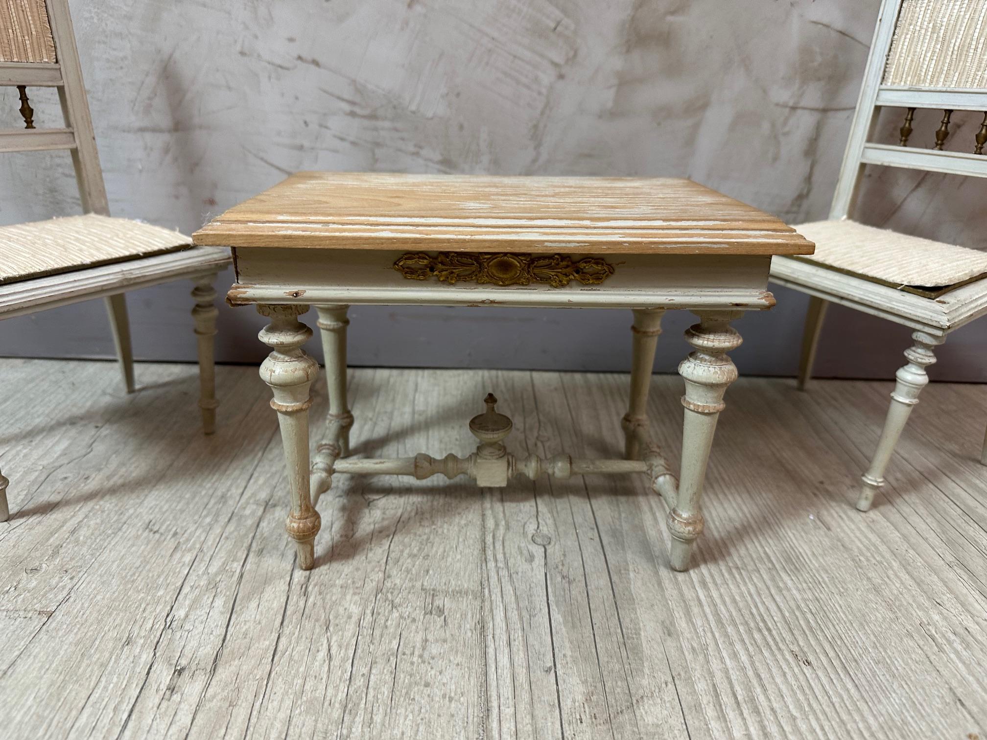 20th century French Louis XVI style Set of Wooden Doll Furniture, 1930s For Sale 7