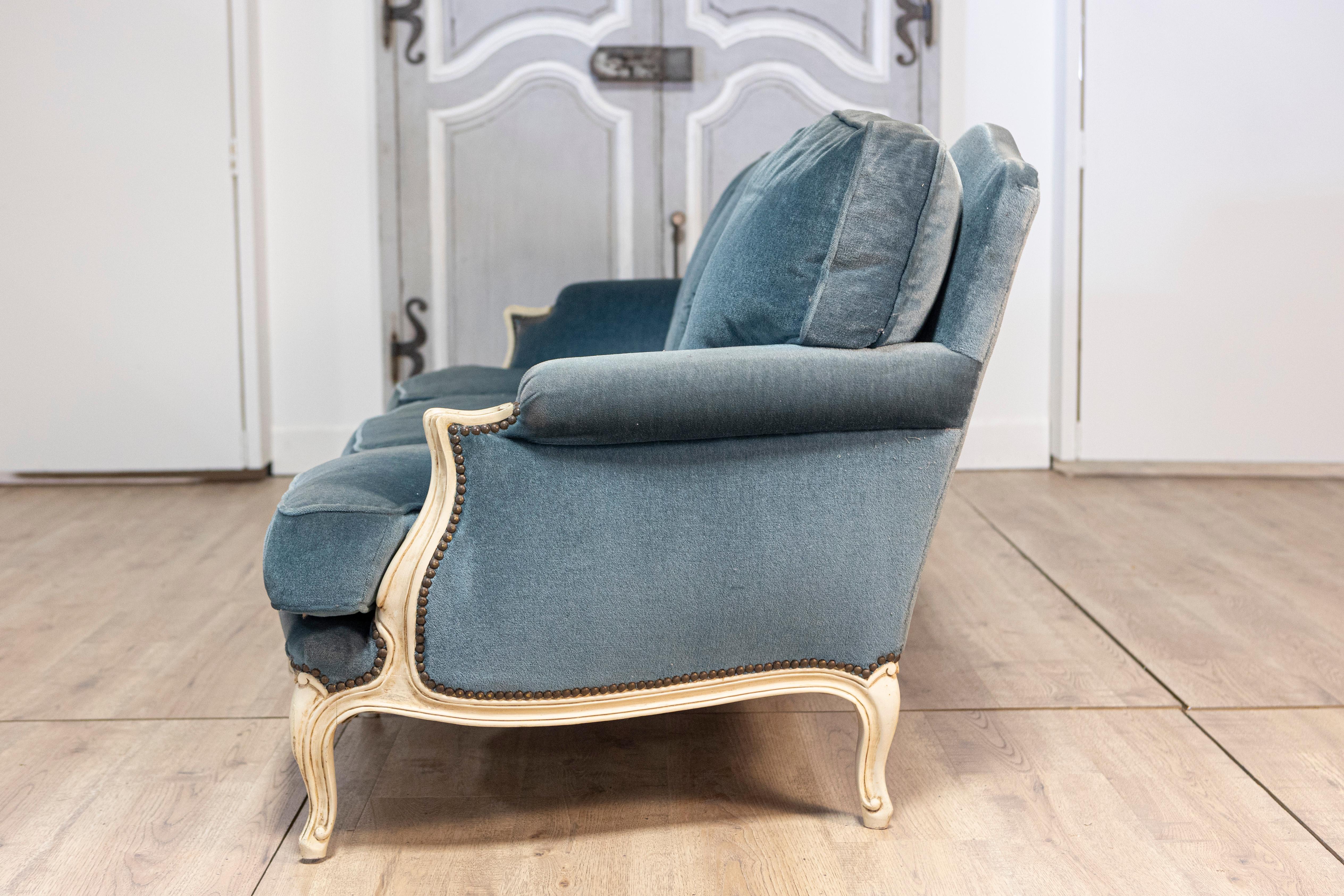 Sculpté à la main Canapé français du 20e siècle de style Louis XVI en vente