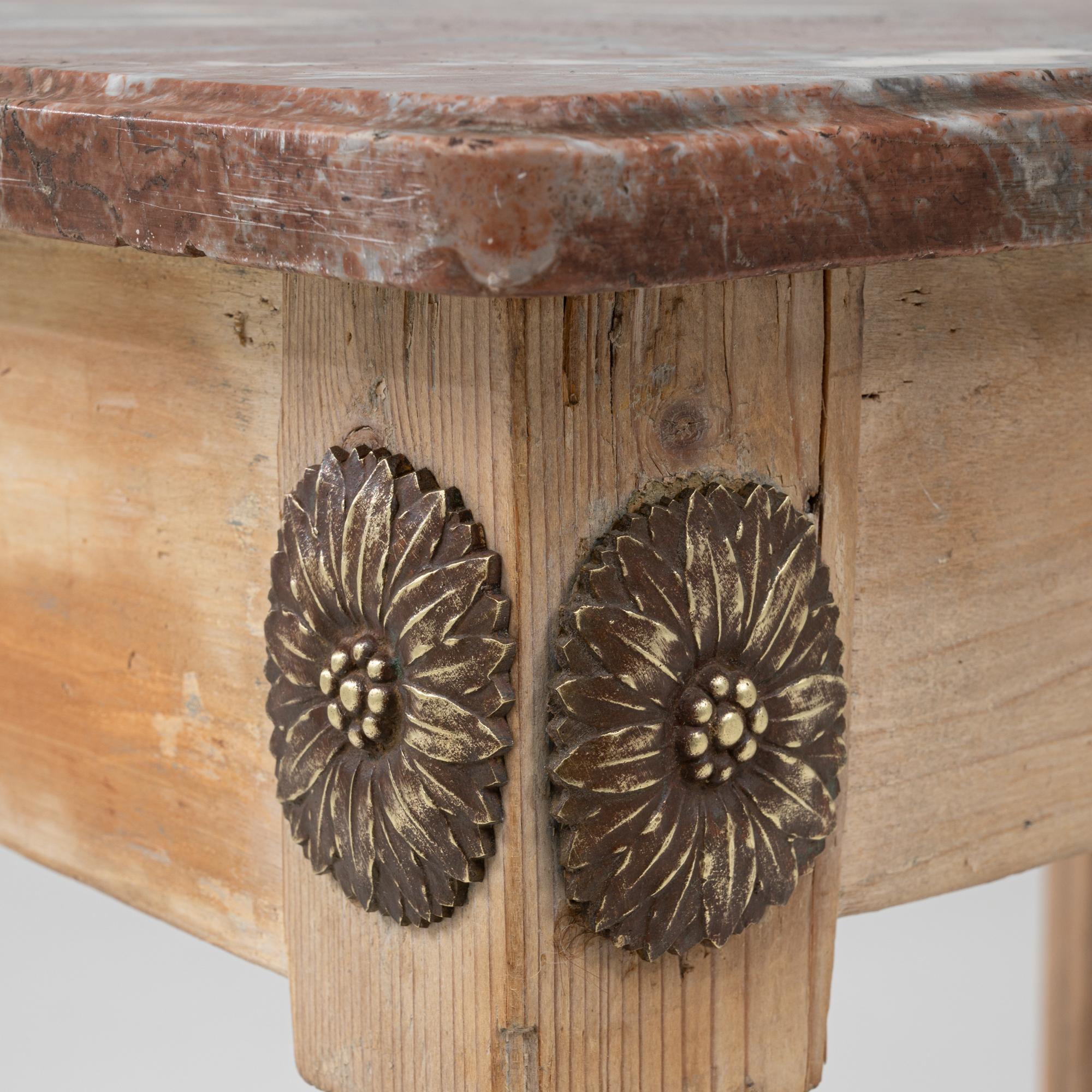 20th Century French Louis XVI Wooden Side Table with Marble Top For Sale 6