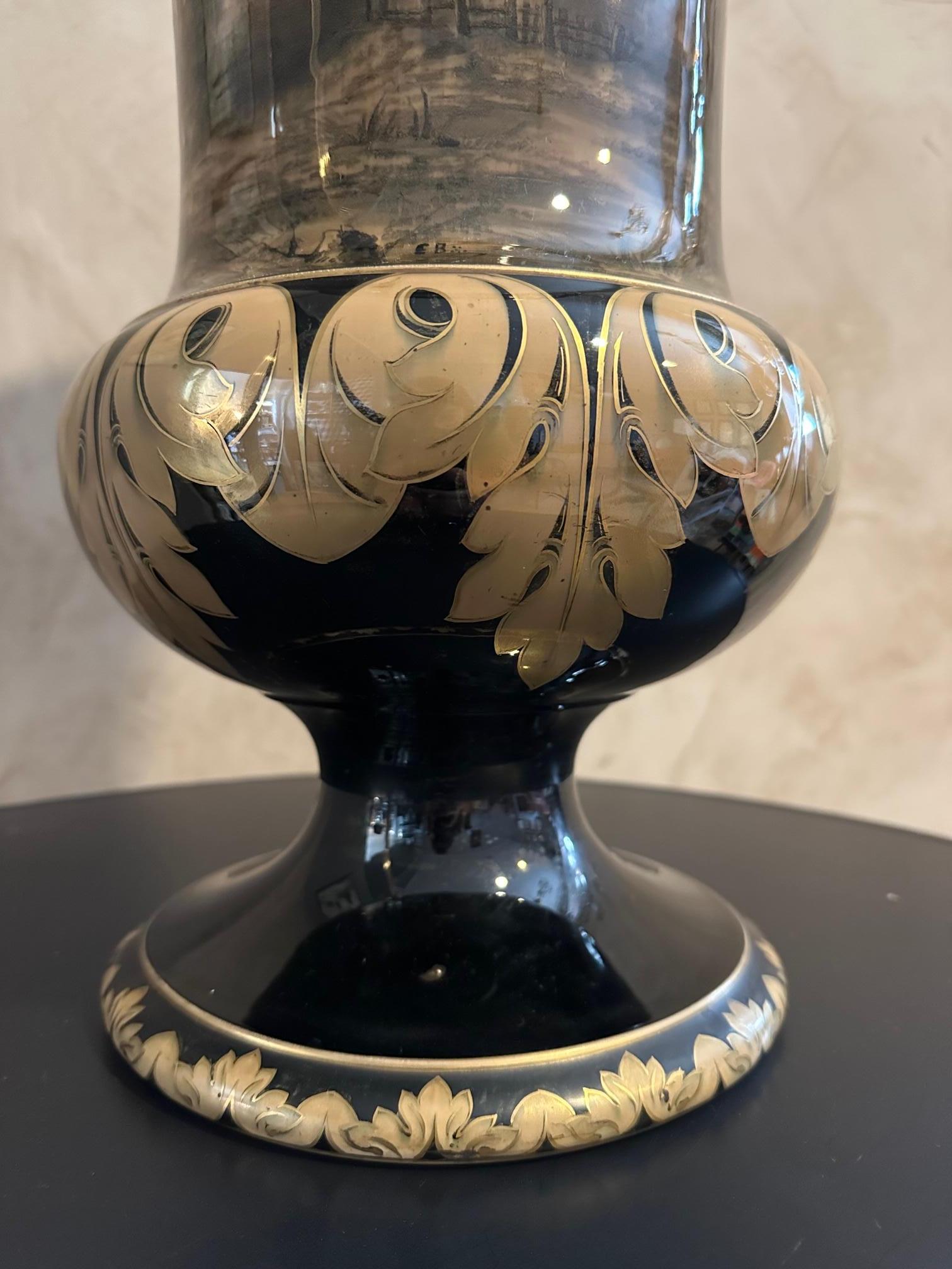 20th century French Luneville Ceramic Large Vase, 1920s For Sale 3