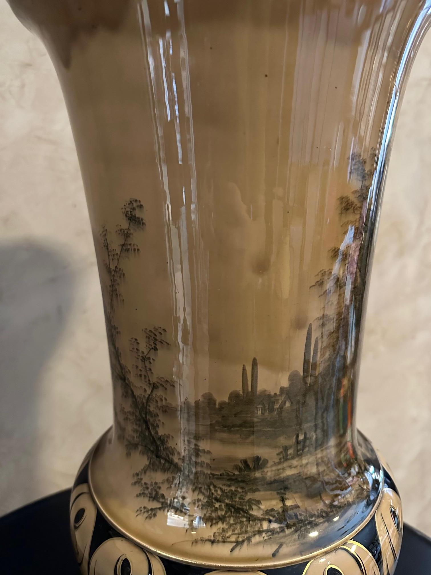 20th century French Luneville Ceramic Large Vase, 1920s For Sale 4