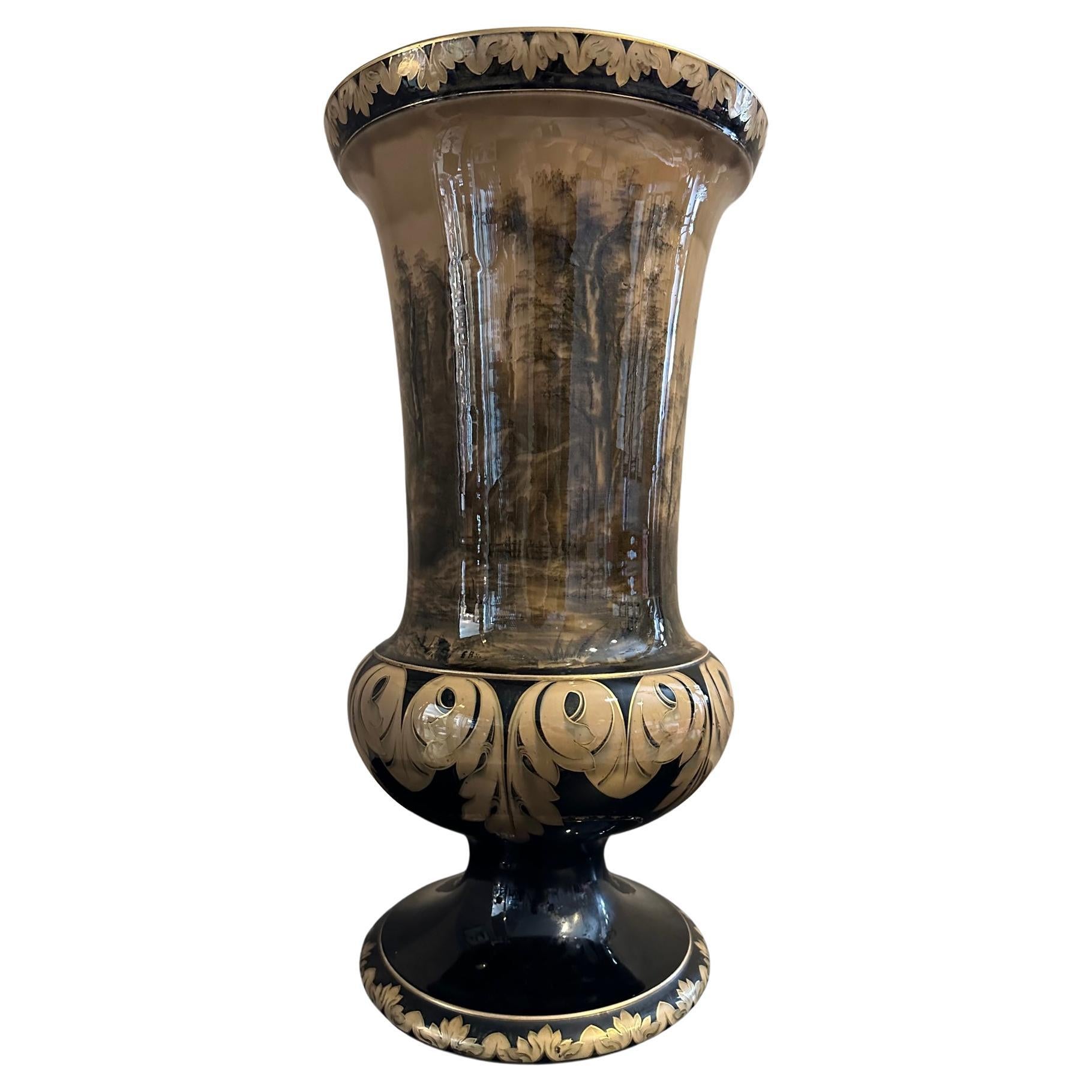 20th century French Luneville Ceramic Large Vase, 1920s For Sale