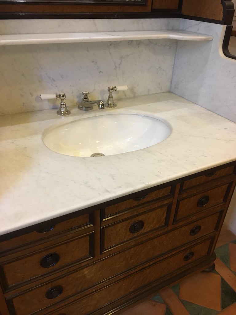 20th Century French Mahogany Briar Root Vanity With