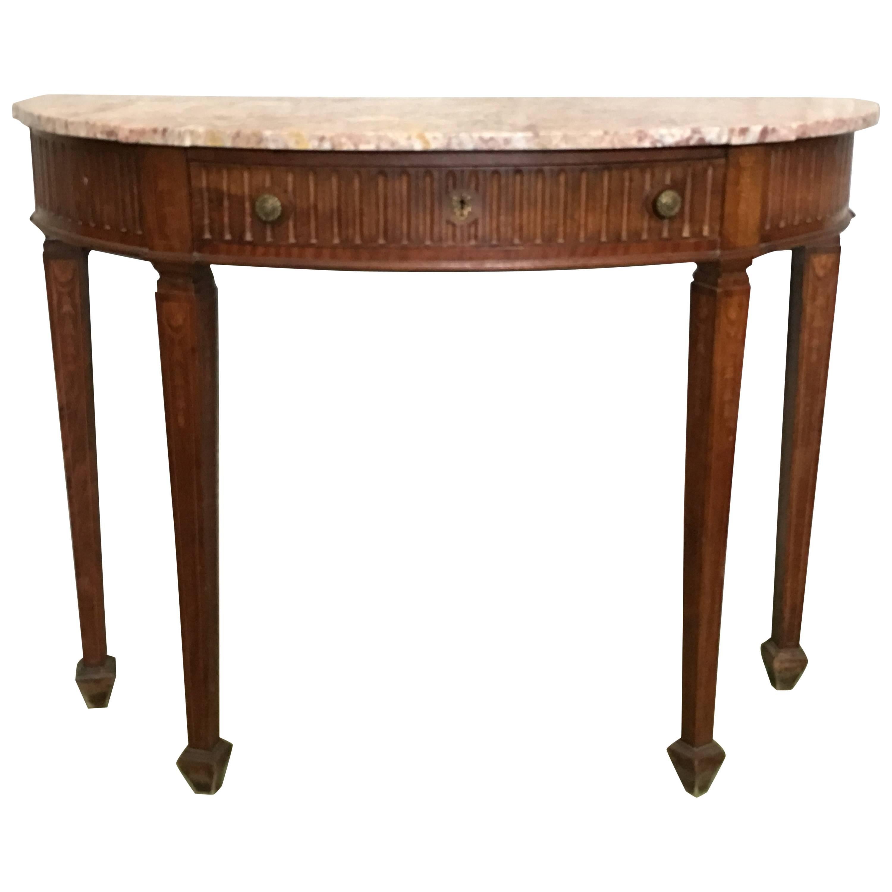 20th Century French Mahogany Console Table with Top Table and Drawer
