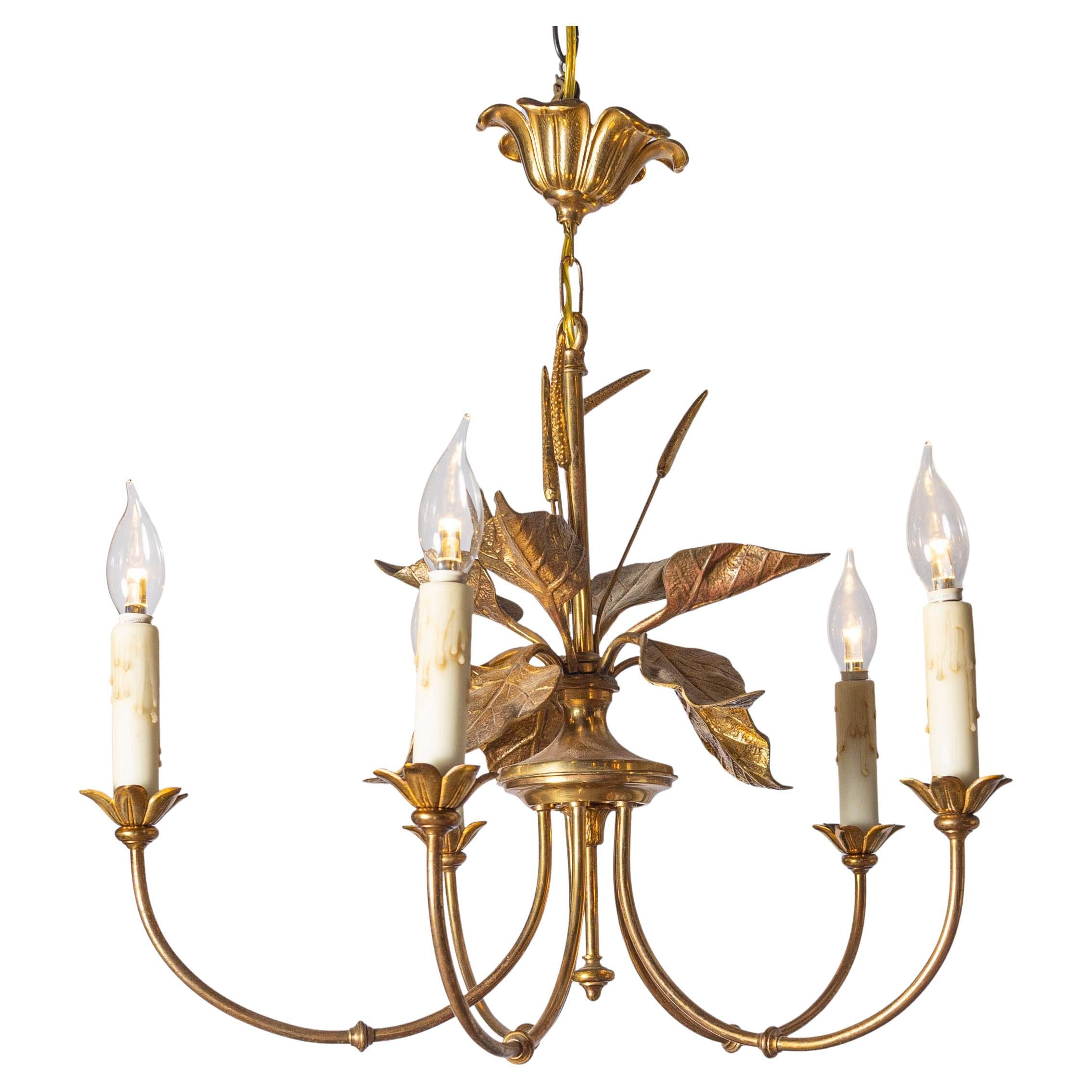 20th Century French Maison Charles-Inspired Gilt Bronze Chandelier
