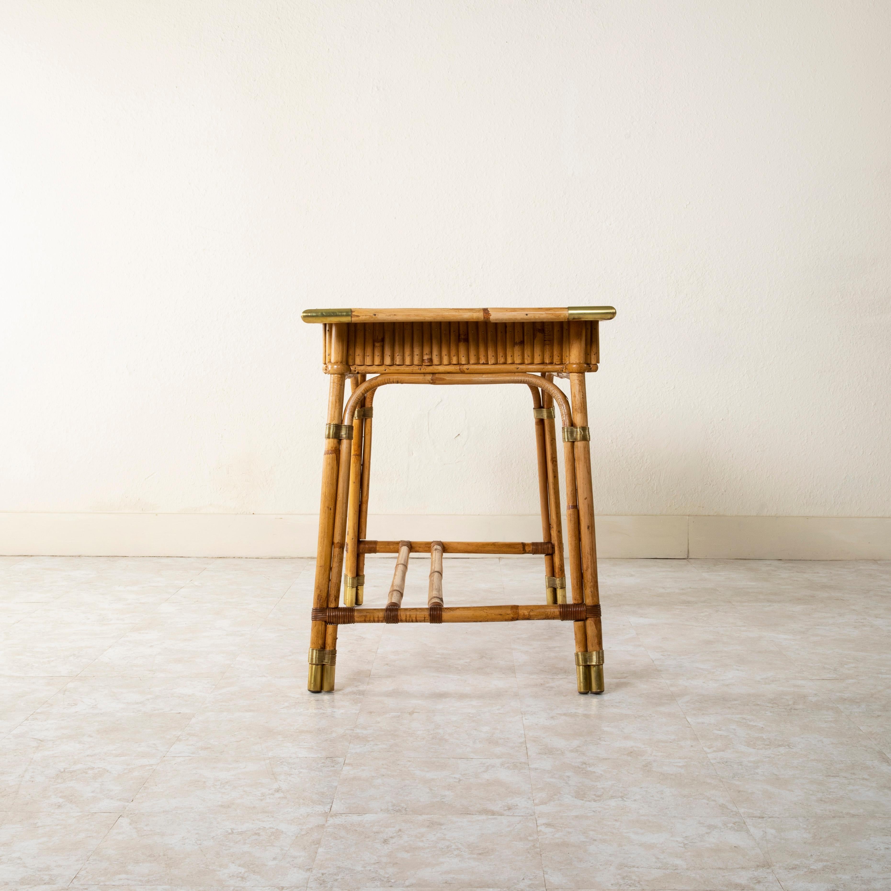 Laiton Bureau et chaise en bambou de la Maison Jansen du 20ème siècle, Louis Sognot en vente