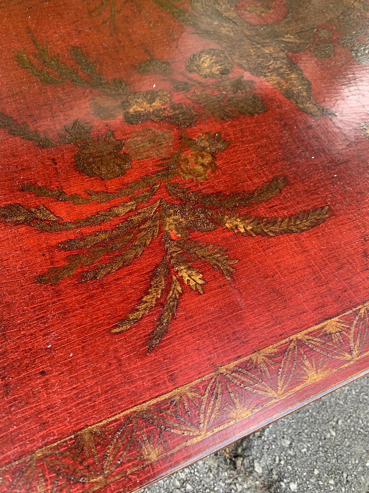 20th Century French Maison Jansen Style Bronze and Red Chinoiserie Side Table 8