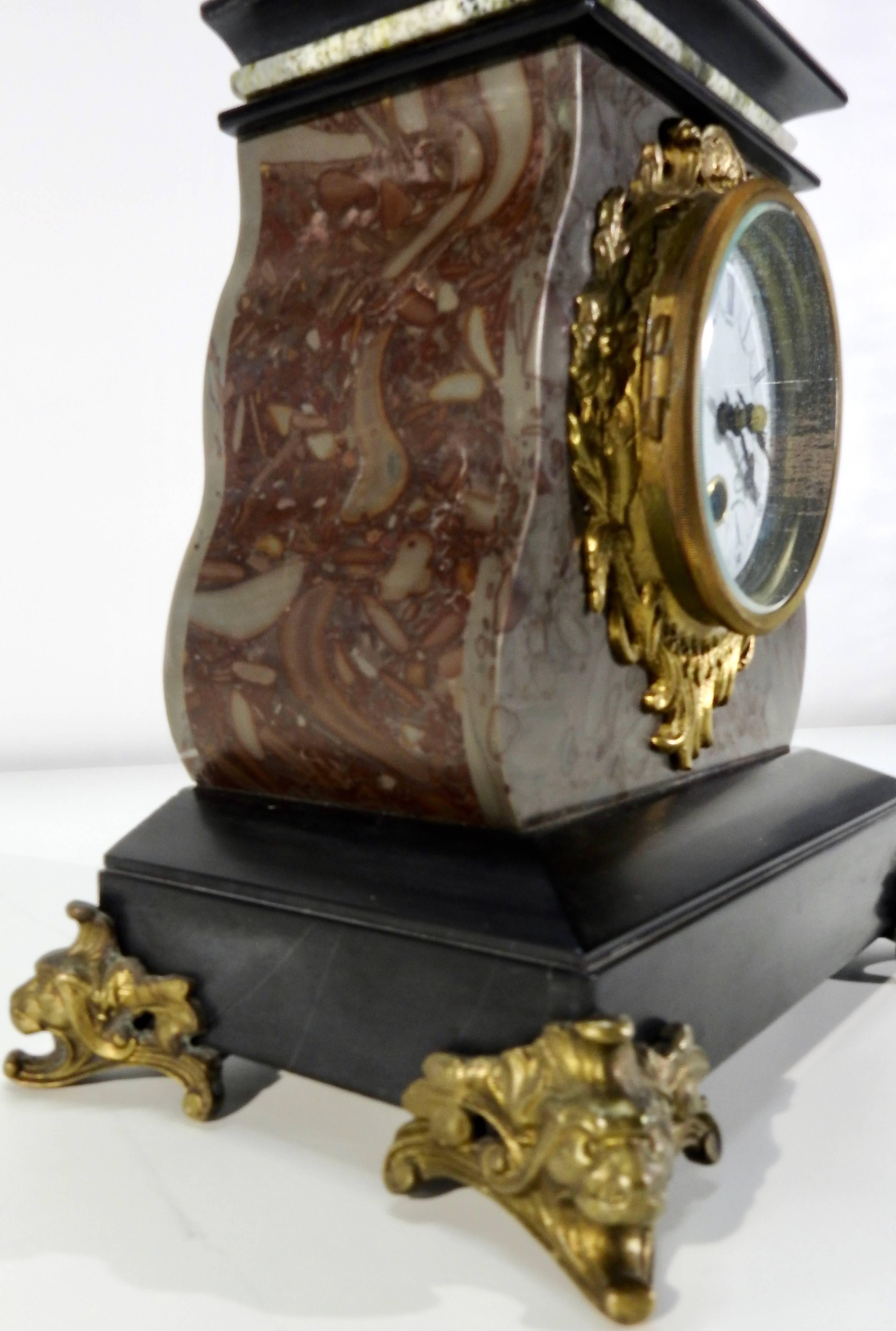 20th Century French Marble Clock with Bronze Cherub 1