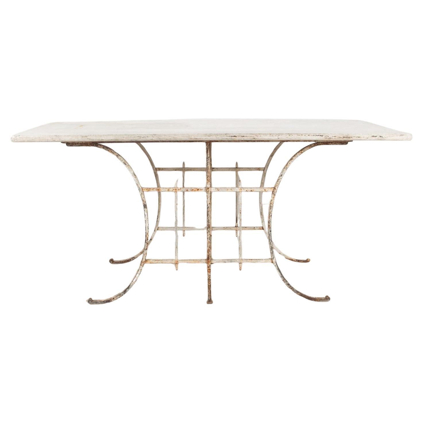 Table de boucherie française du 20e siècle à plateau de marbre