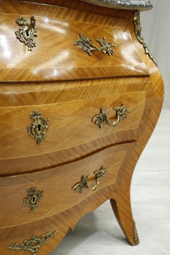 20th Century French Marble Topped Bombe Chest, Grey