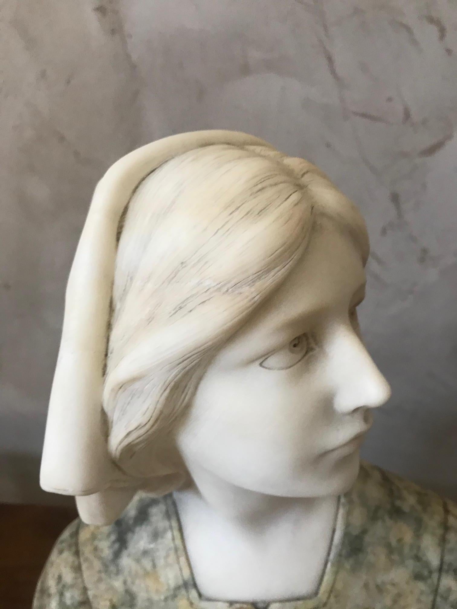 20th Century French Marble Woman Bust, 1920s 6