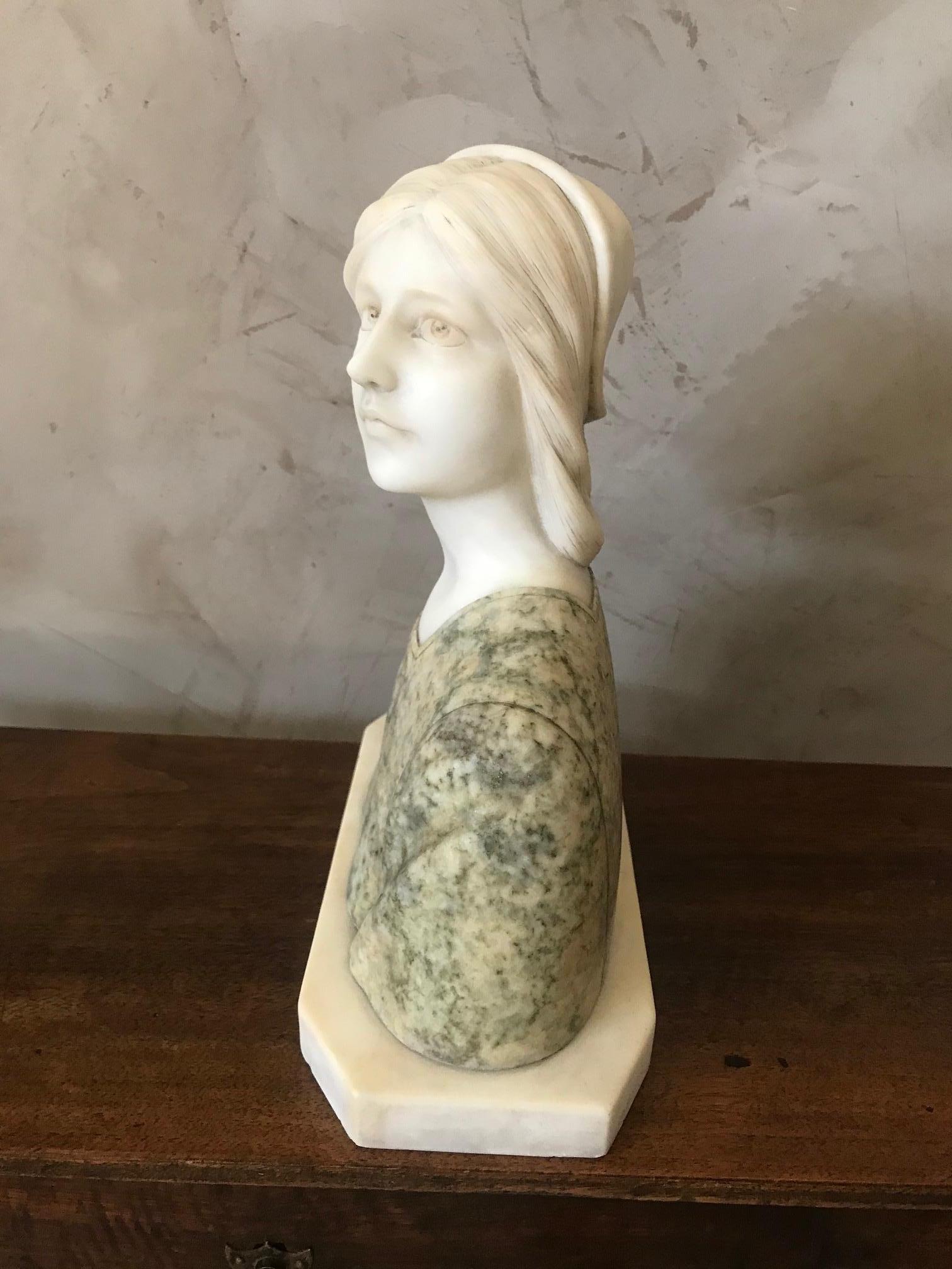 20th Century French Marble Woman Bust, 1920s 1