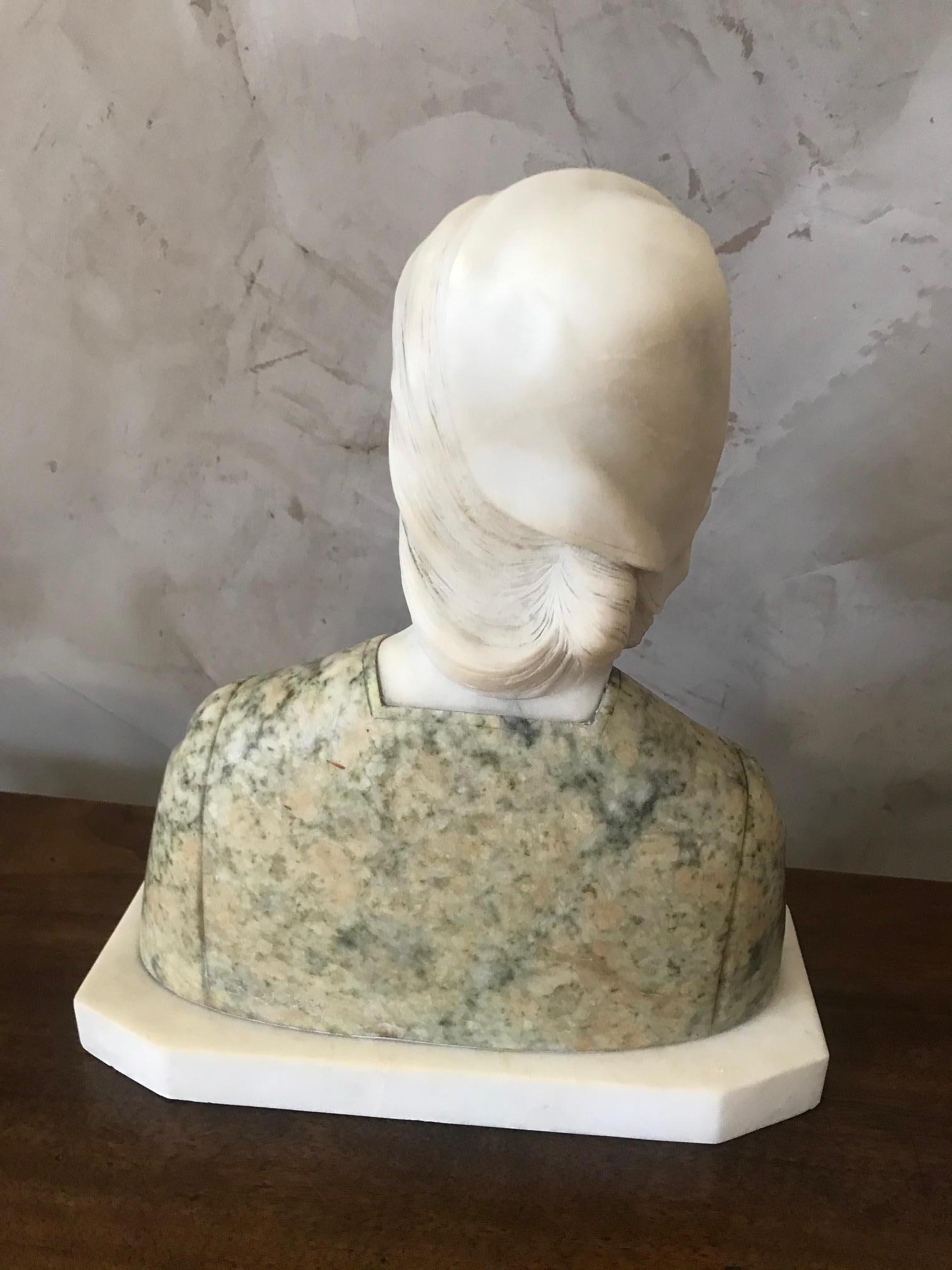 20th Century French Marble Woman Bust, 1920s 2