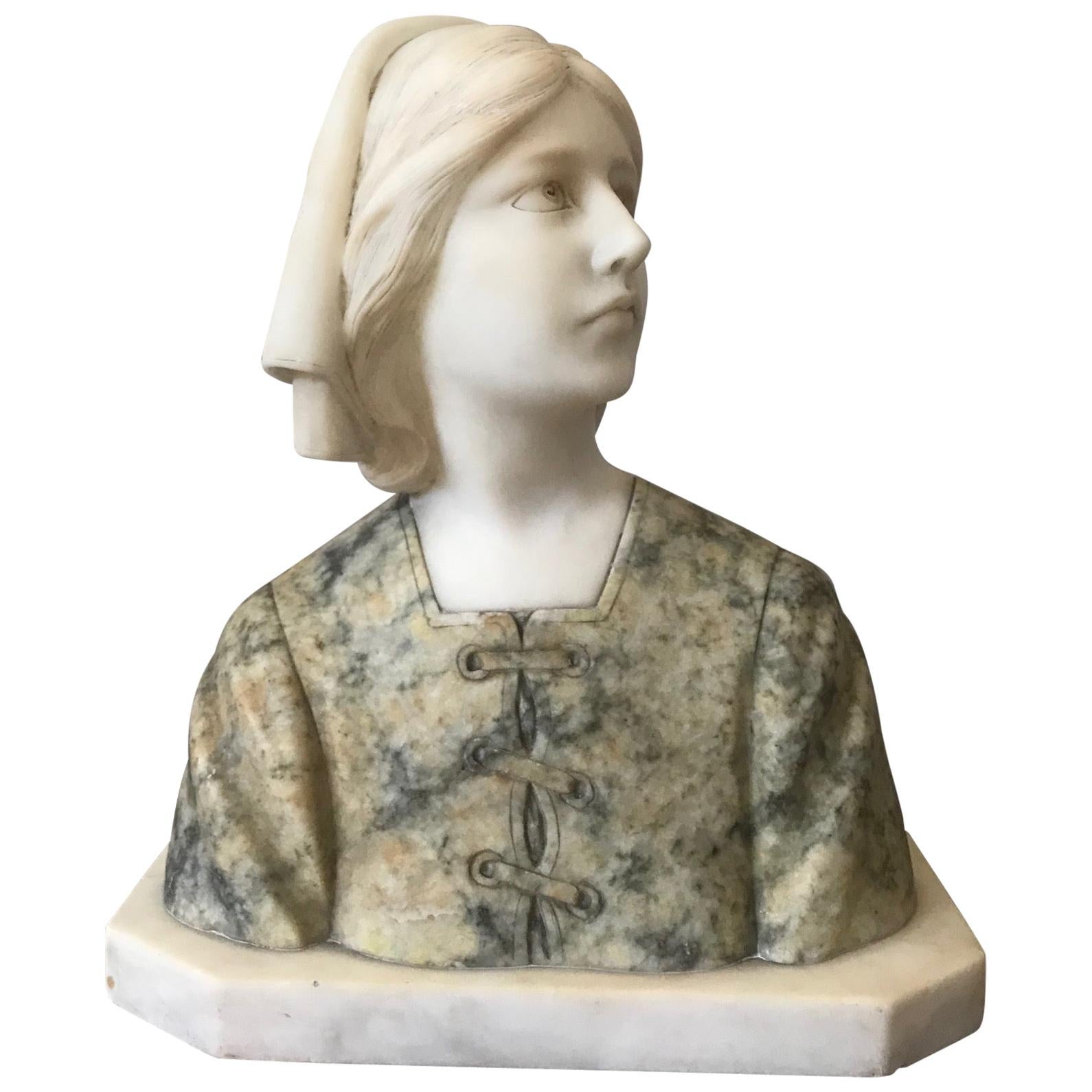 20th Century French Marble Woman Bust, 1920s