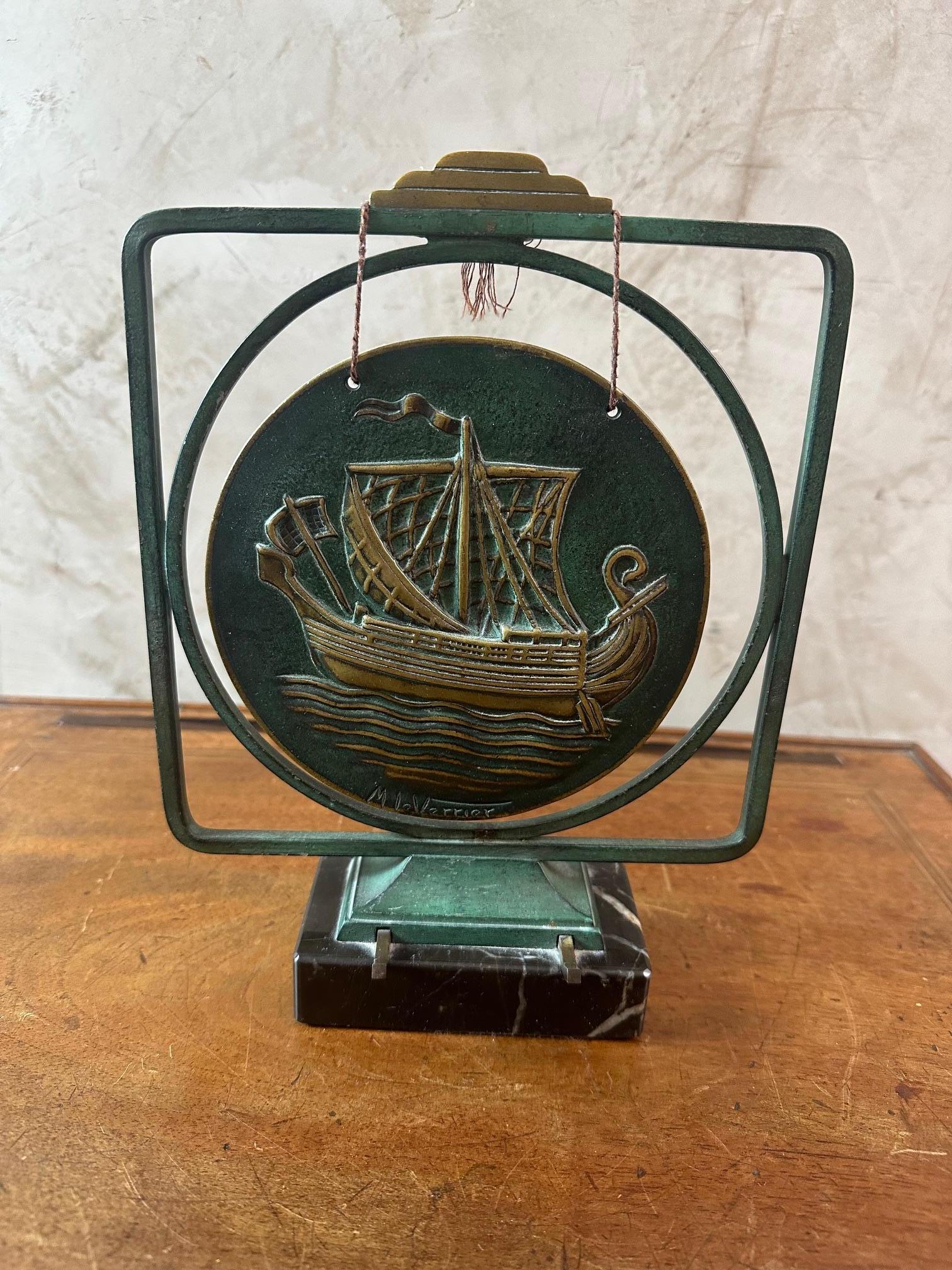Mid-20th Century 20th century French Max le Verrier Bronze Table Gong, 1930s