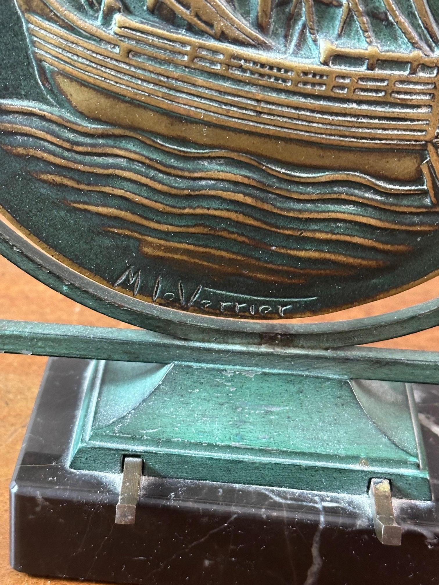 20th century French Max le Verrier Bronze Table Gong, 1930s 1