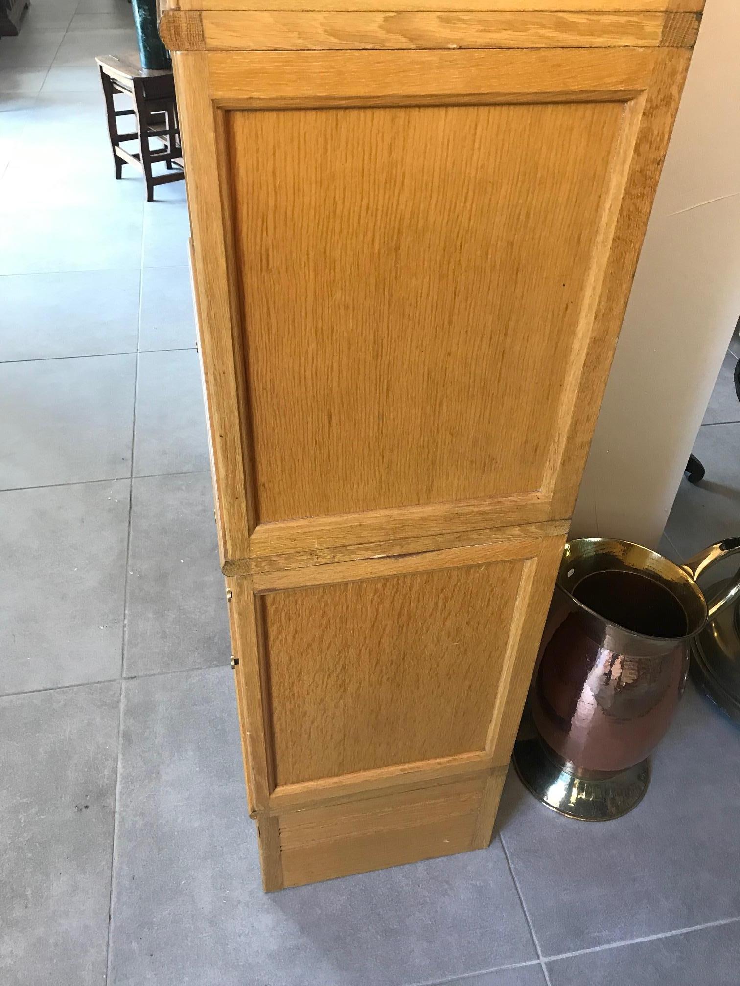 20th Century French MD Compartment Oak and Glass Secretary, Bookcase, 1960s 5