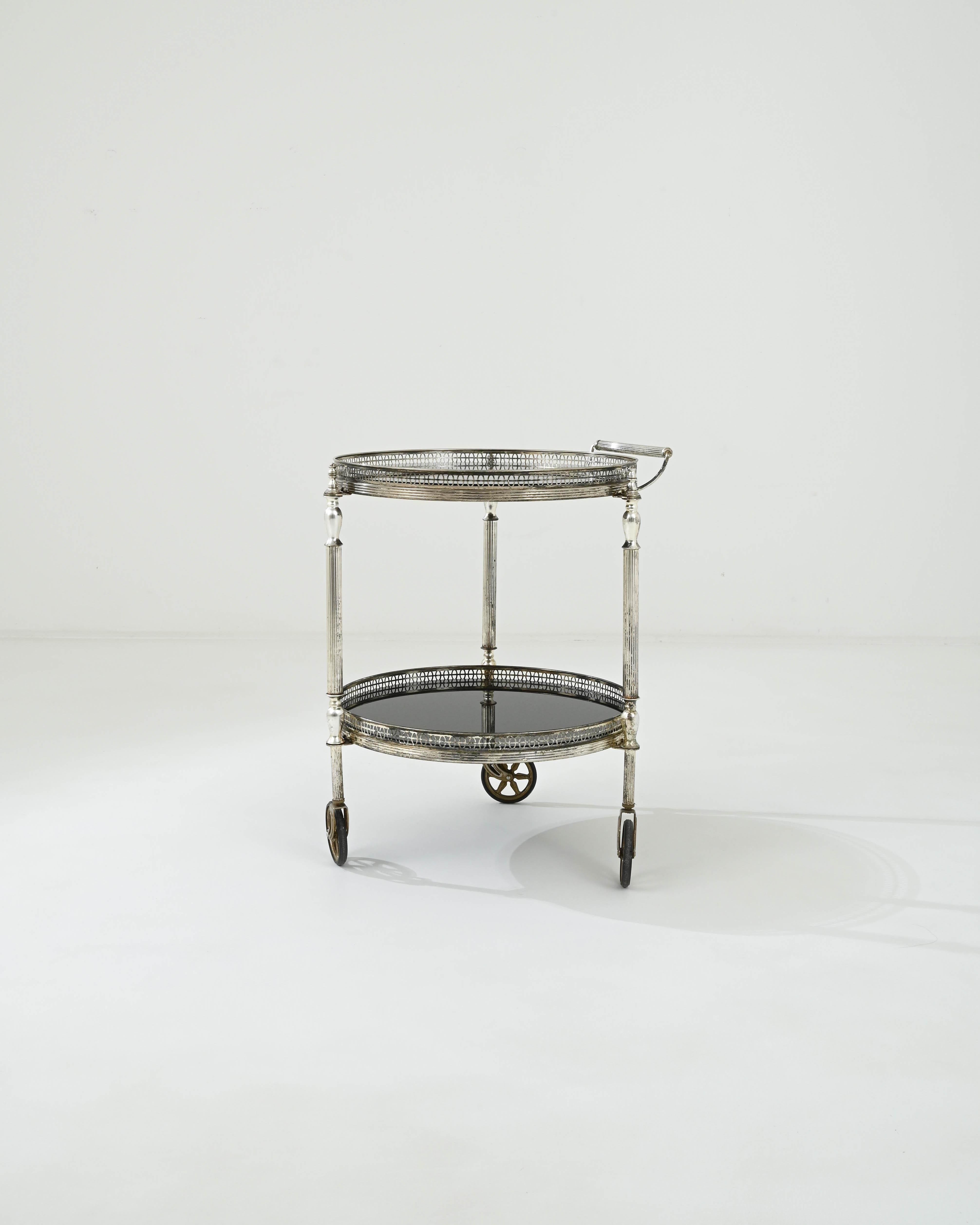 Art Deco 20th Century French Metal and Glass Bar Cart 
