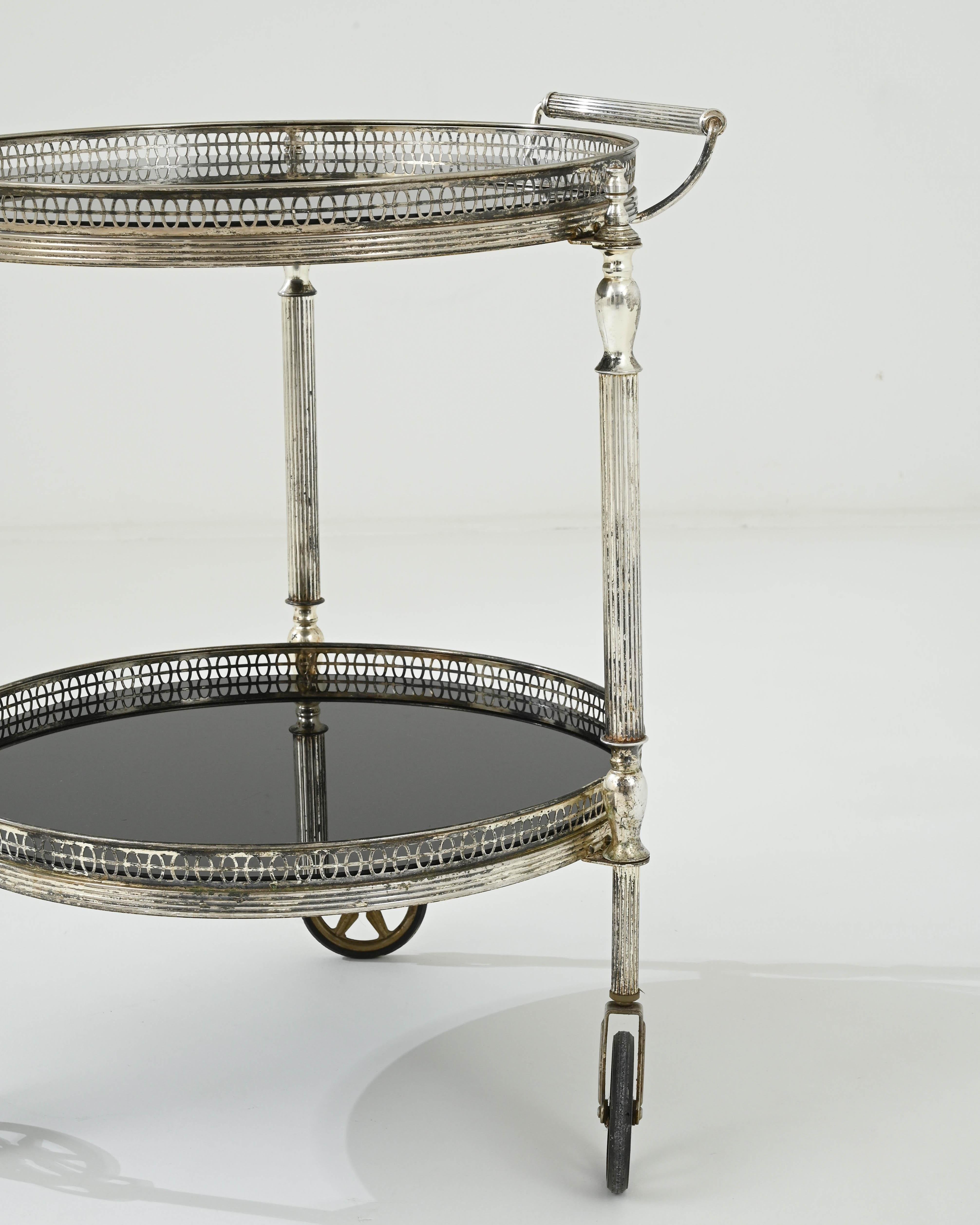 20th Century French Metal and Glass Bar Cart  2