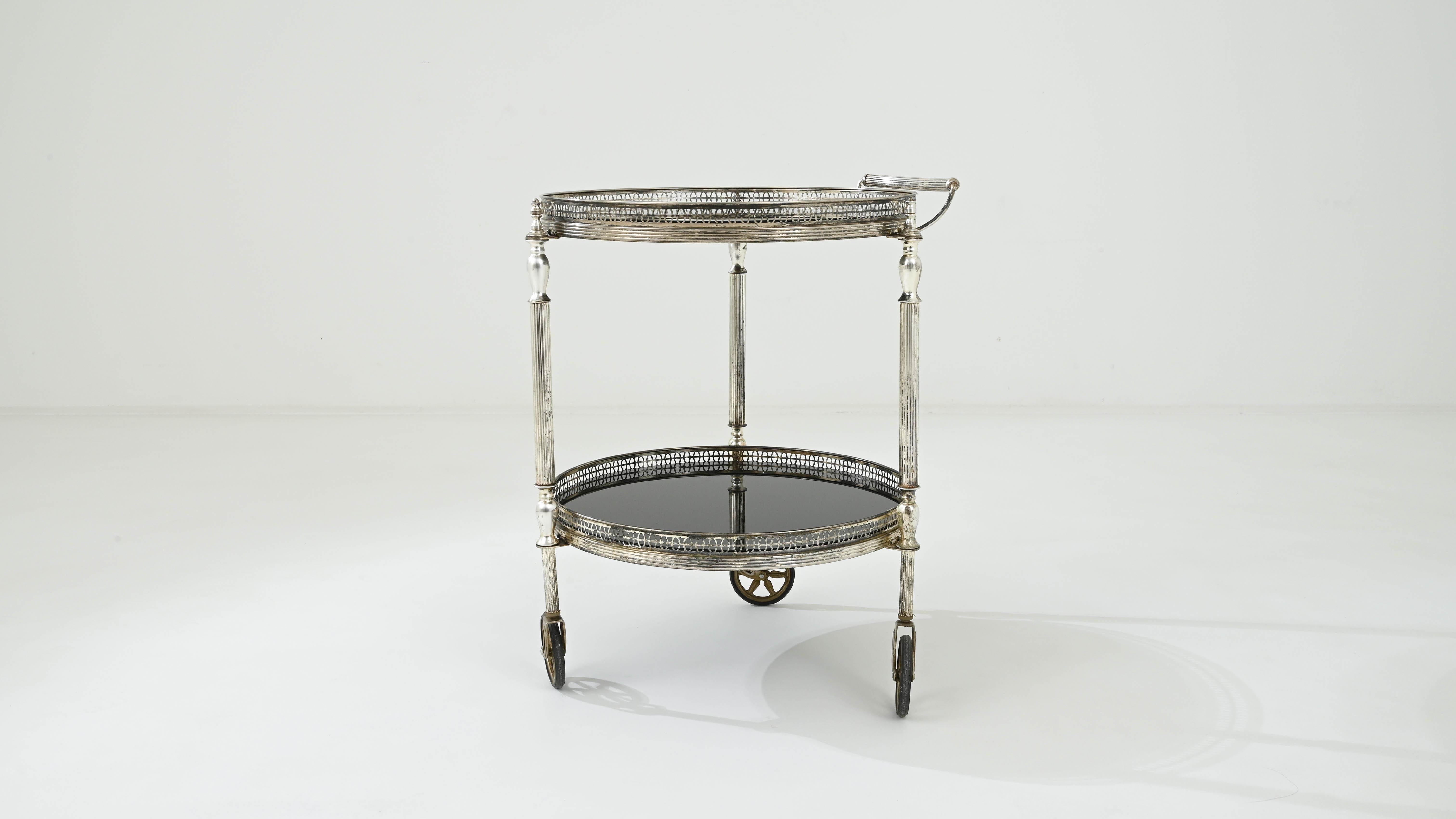 20th Century French Metal and Glass Bar Cart  3