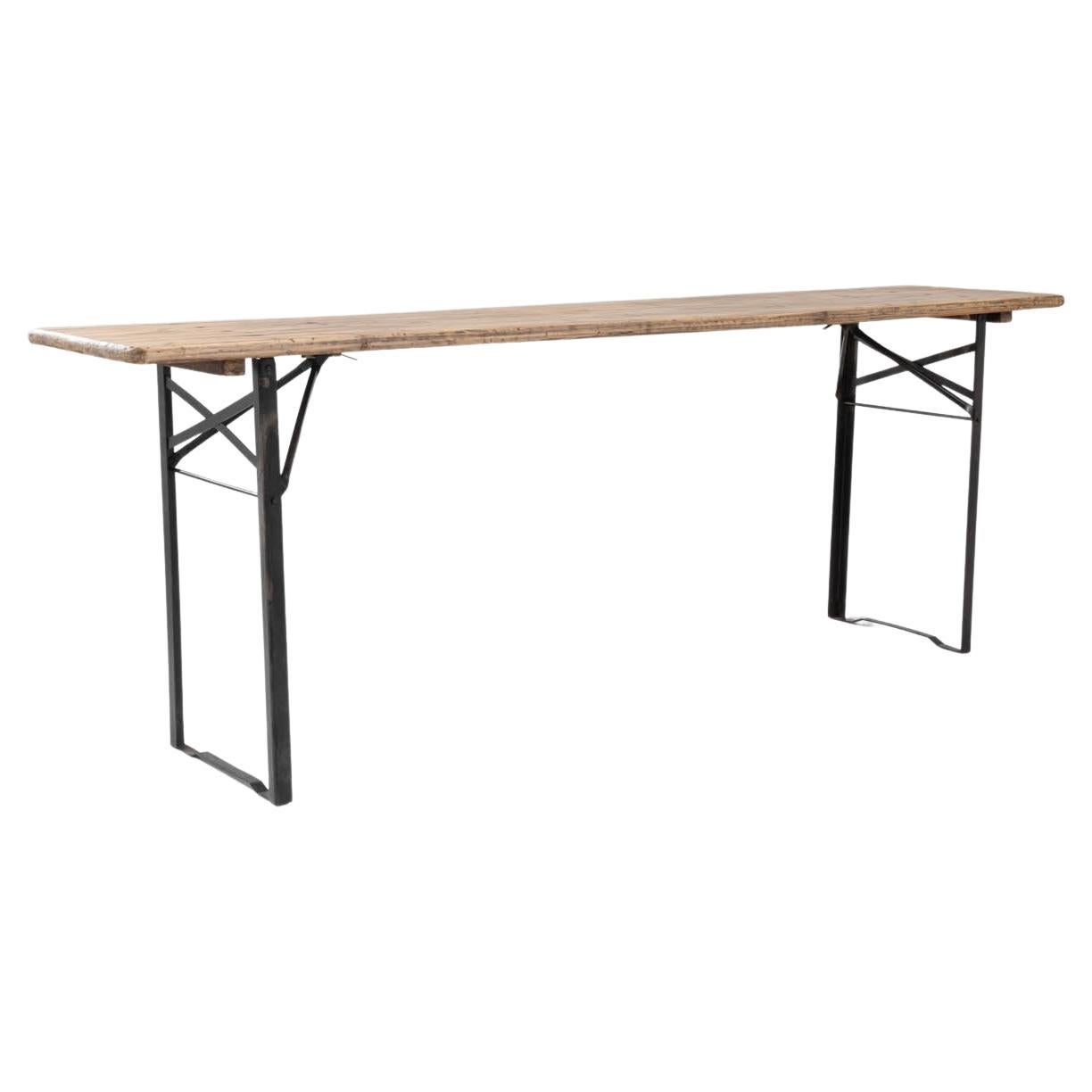 Table pliante en métal&wood du 20e siècle français
