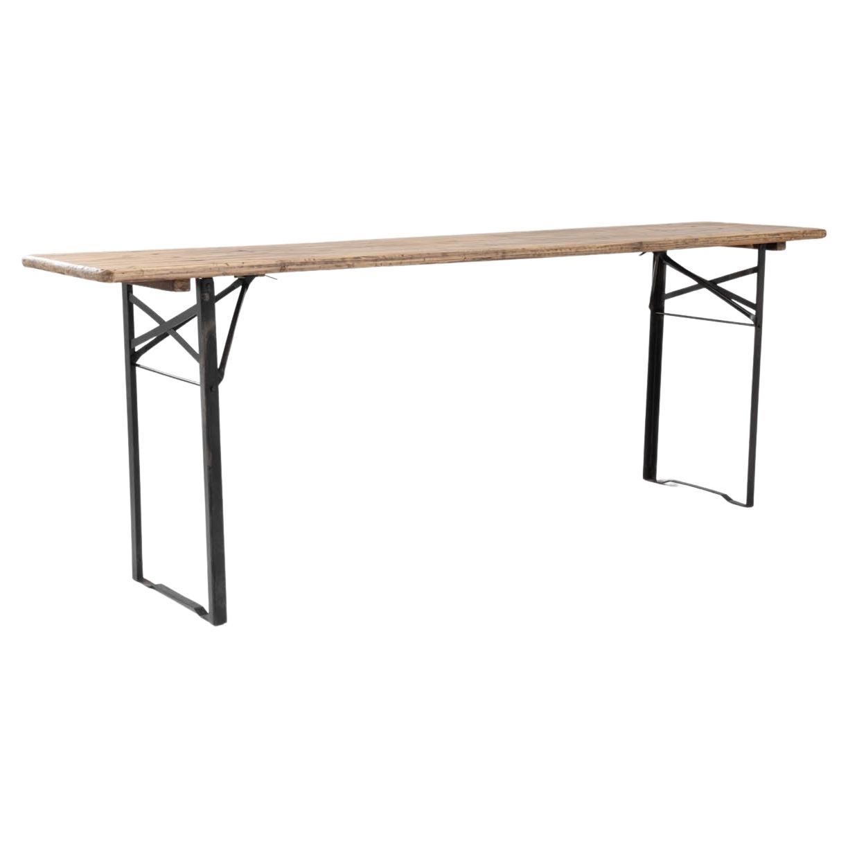 Table pliante en métal&wood du 20e siècle français 