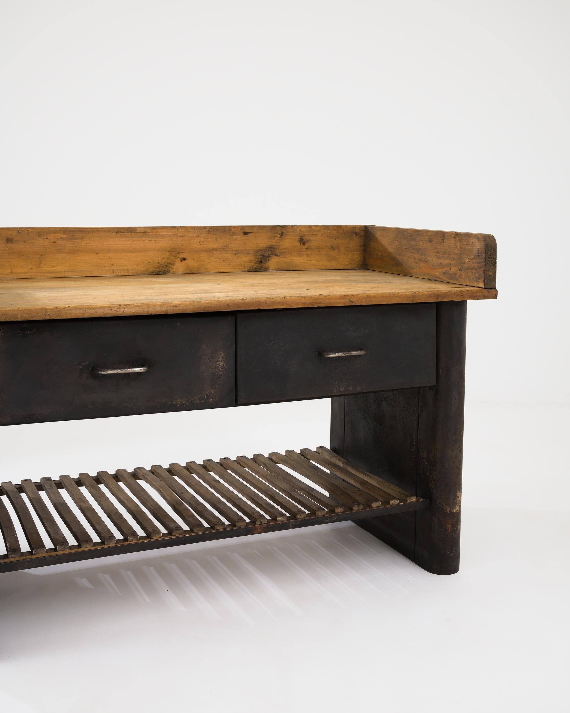20th Century French Metal and Wooden Bakery Table For Sale at 1stDibs