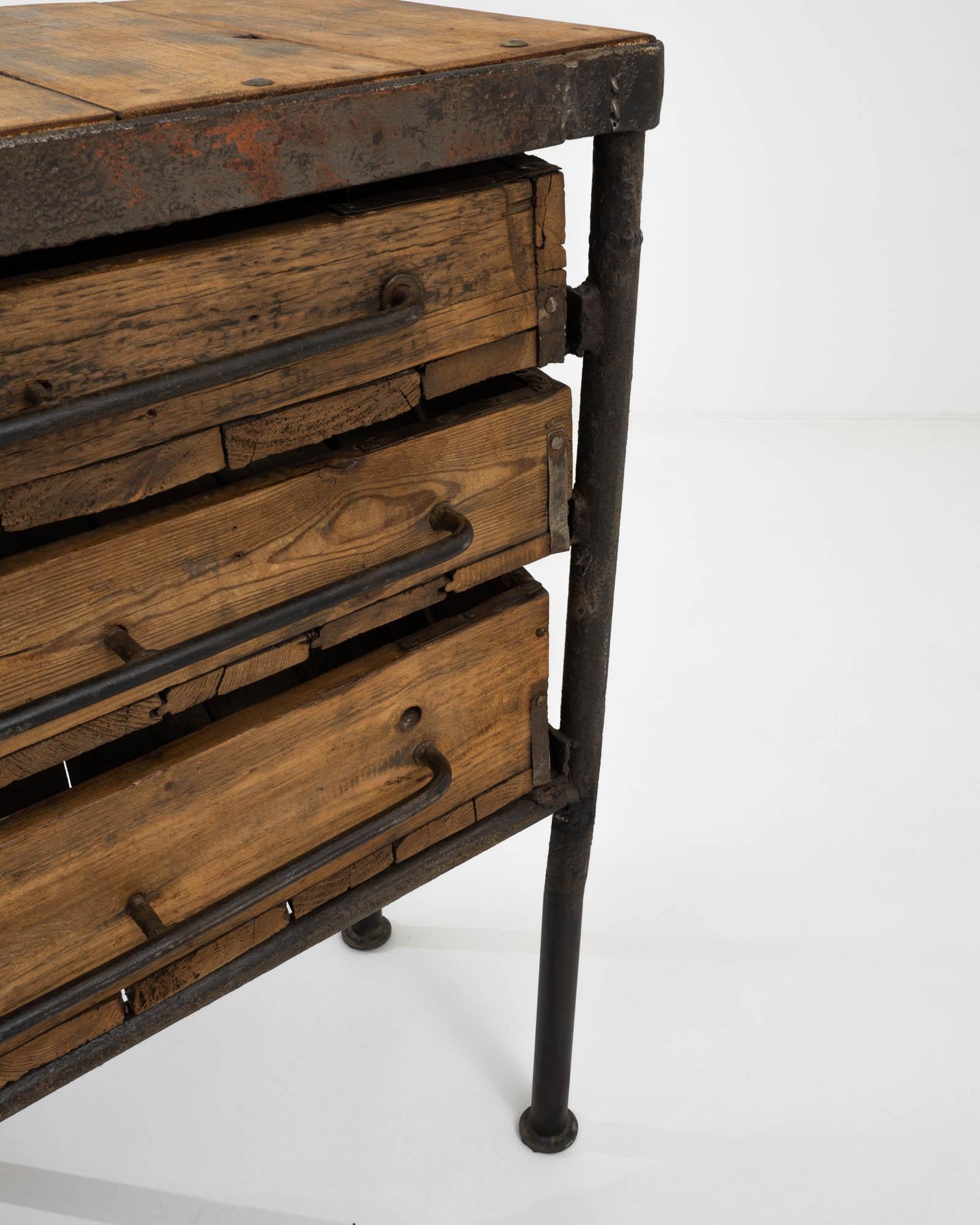 20th Century French Metal and Wooden Worktable 4