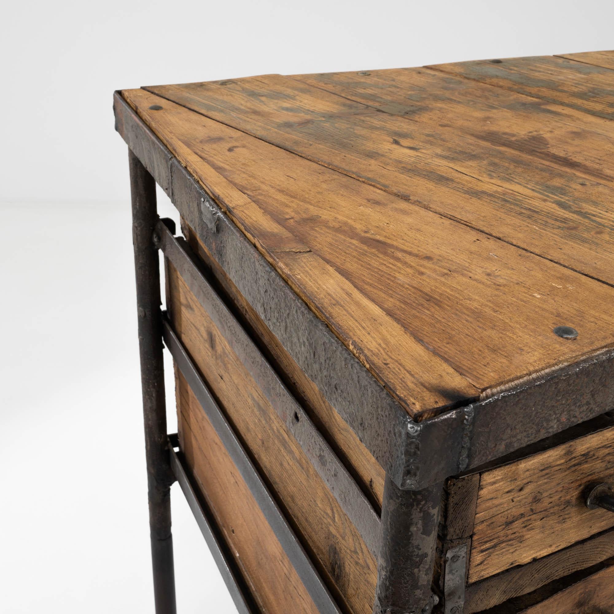 20th Century French Metal and Wooden Worktable 5